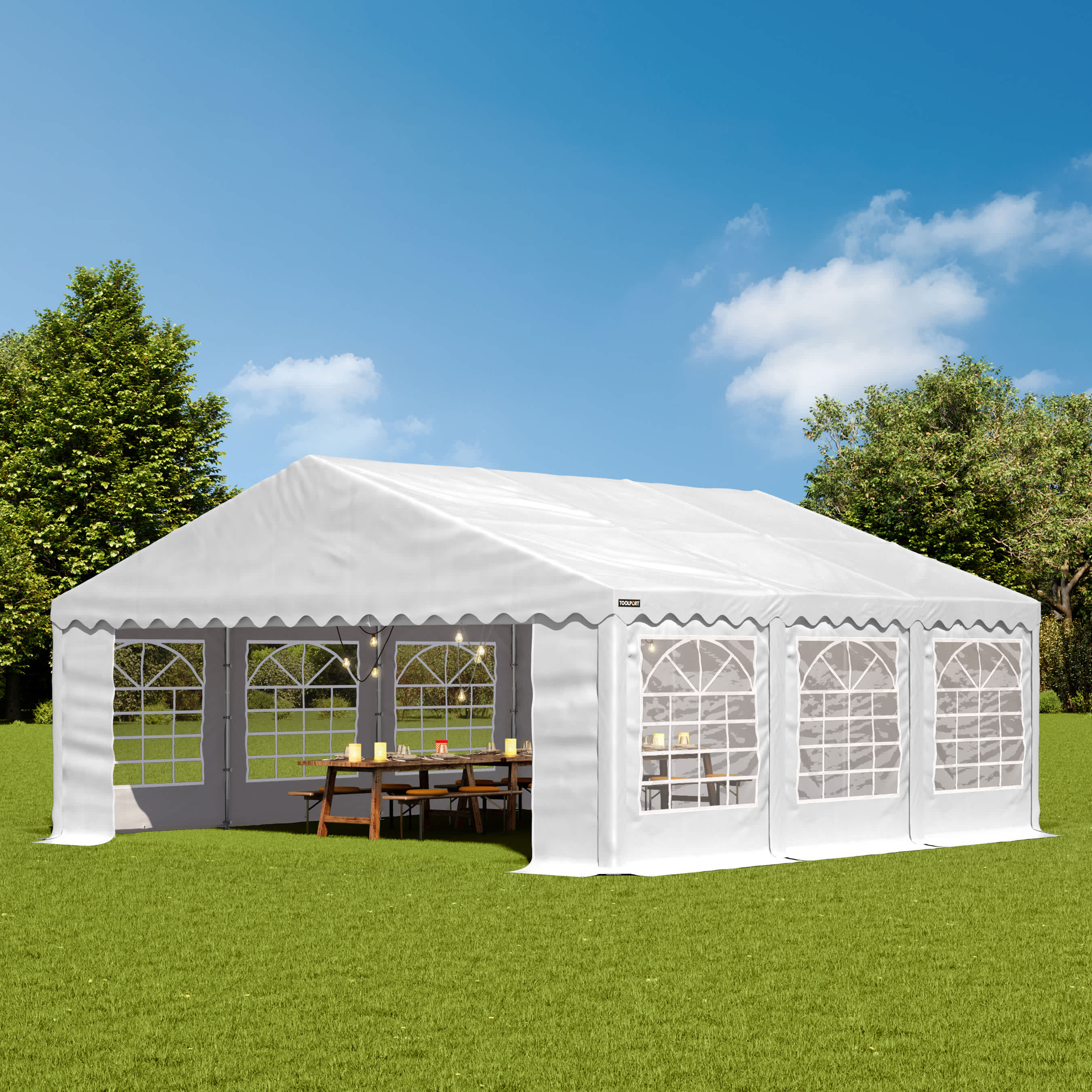 6x6m Marquee white PVC 700 PRO party tent, event shelter