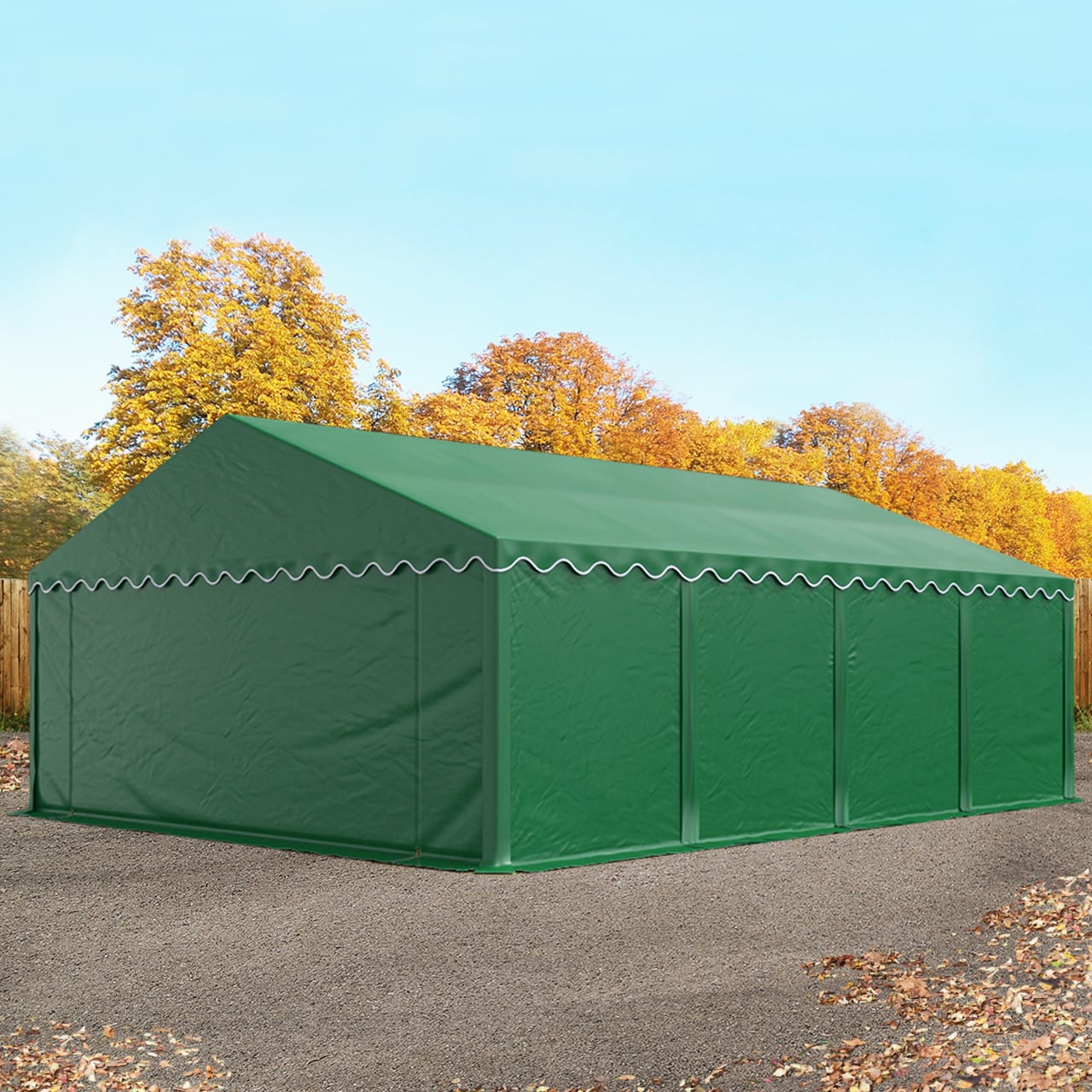 5x8m Lagerzelt dunkelgrün PVC 700 Unterstand Gerätezelt, Bauzelt
