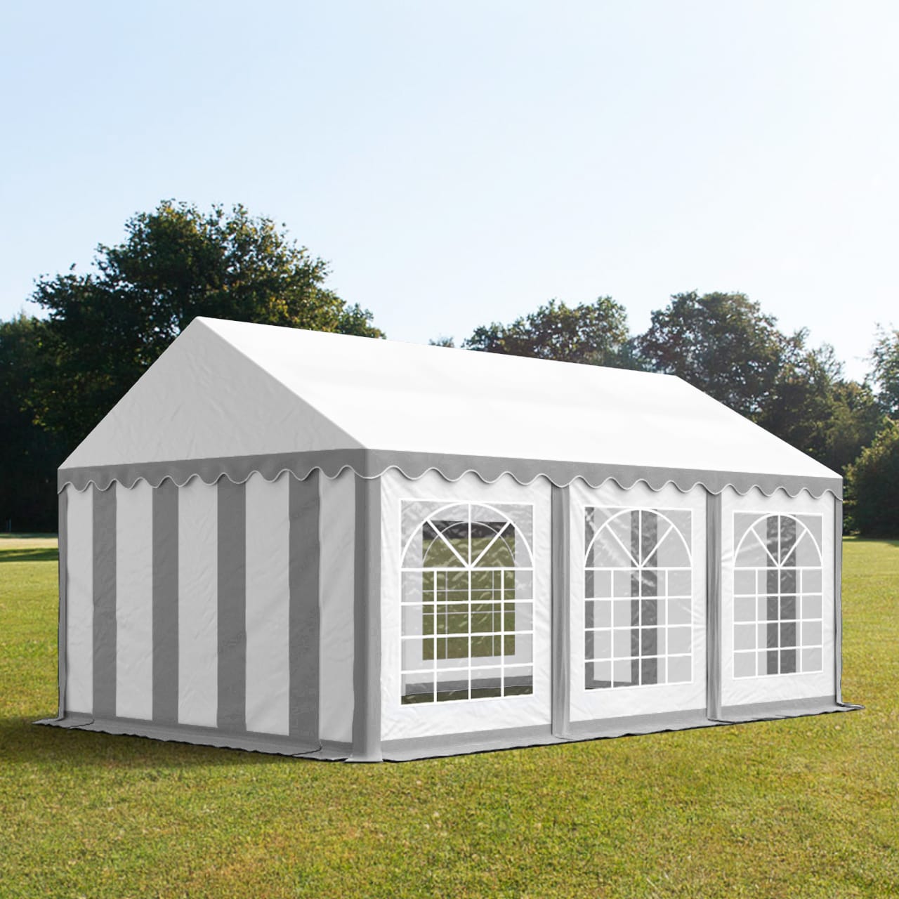 4x6m Tente de réception gris-blanc PVC 700 Barnum, Chapiteau