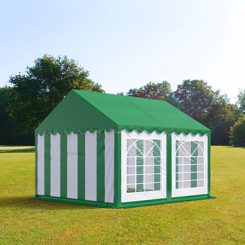 4x4m Tente de réception vert-blanc PVC 700 Barnum, Chapiteau