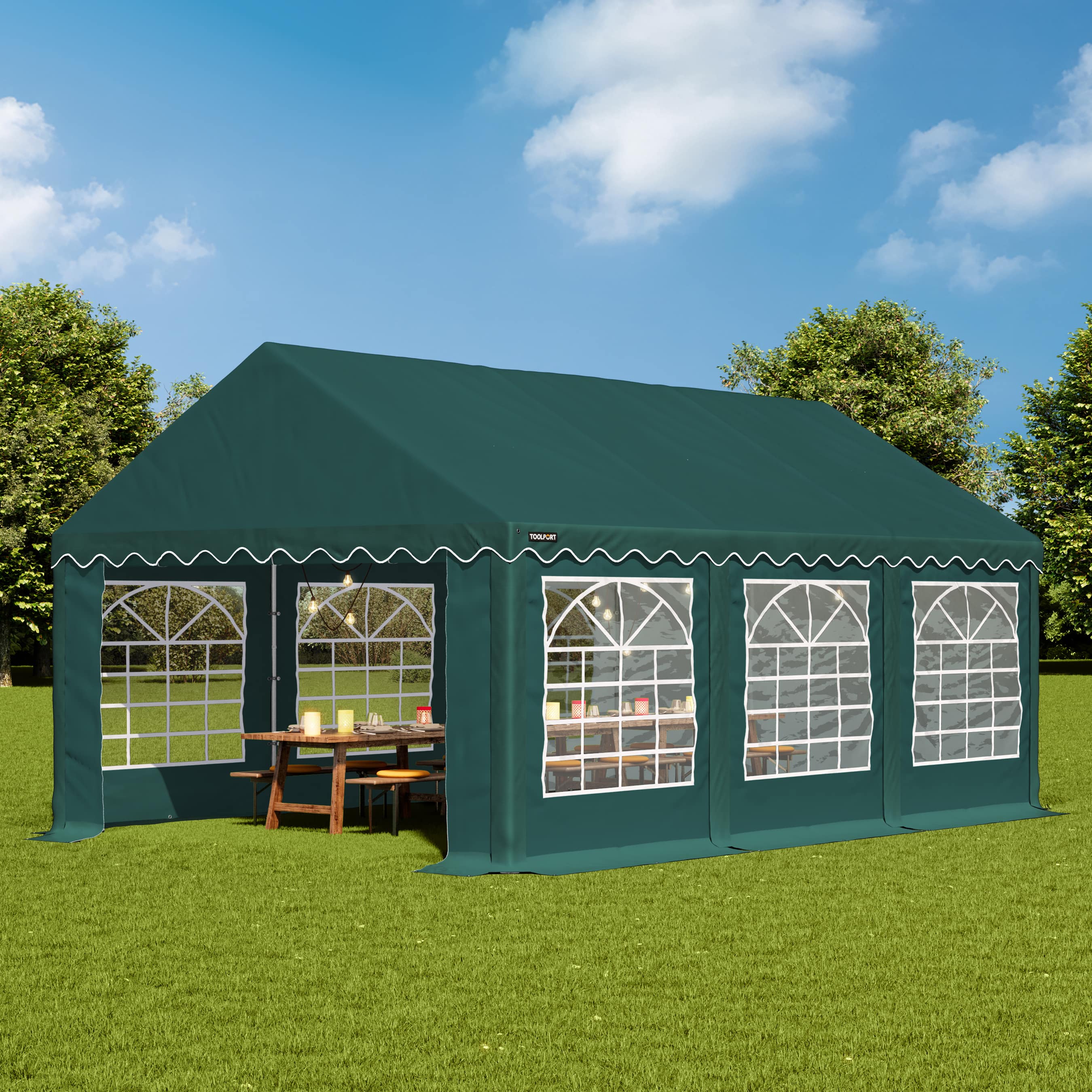 3x6m Marquee dark green PVC 700 PRO party tent, event shelter