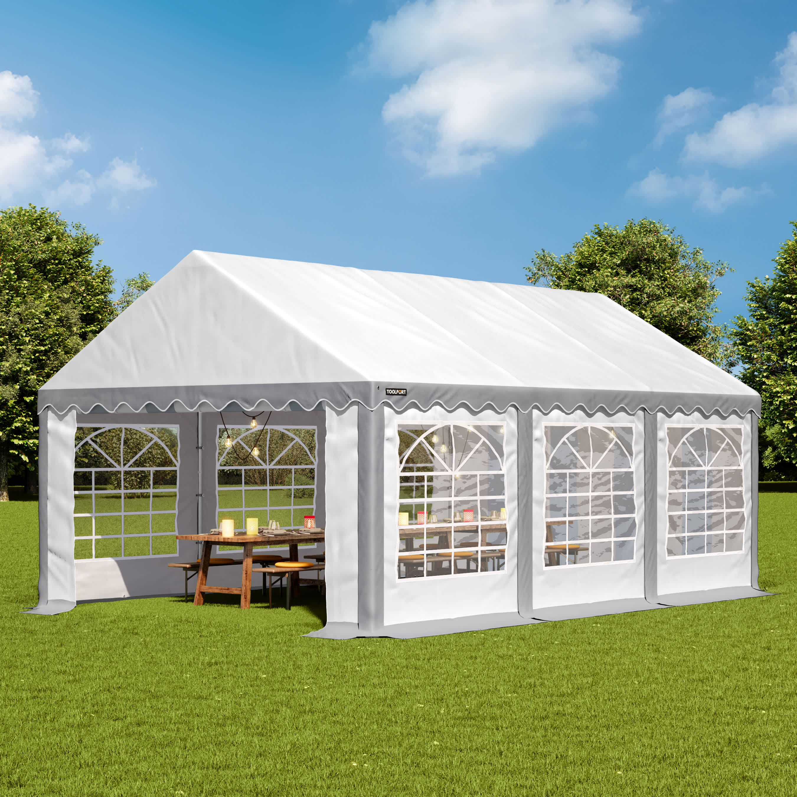 3x6m Marquee grey-white PVC 700 PRO party tent, event shelter