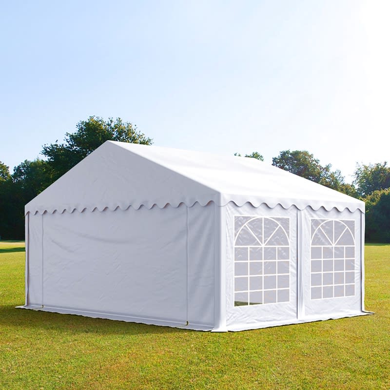 TOOLPORT Party-Zelt Festzelt 5x4 m – PVC Plane, weiß, wasserdicht