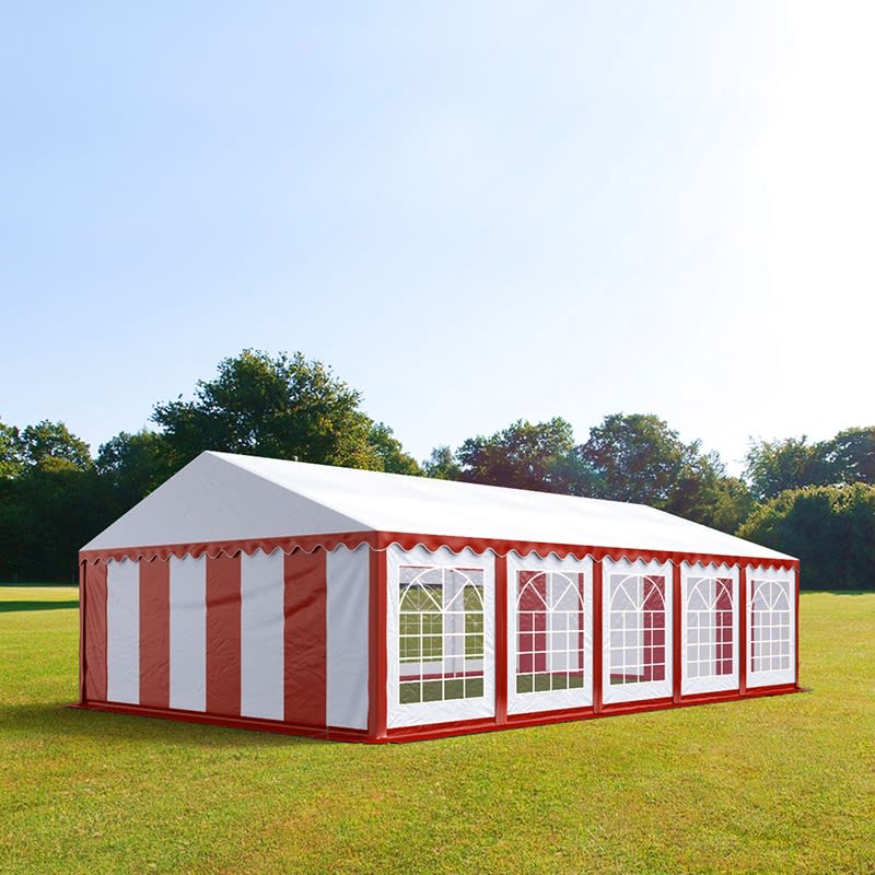5x10m Tente de réception rouge-blanc PVC 700 Barnum, Chapiteau