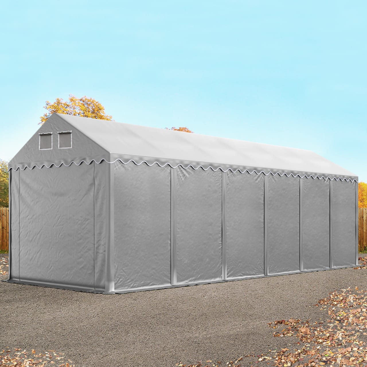4x12m Lagerzelt grau PVC 800 Unterstand Gerätezelt, Bauzelt