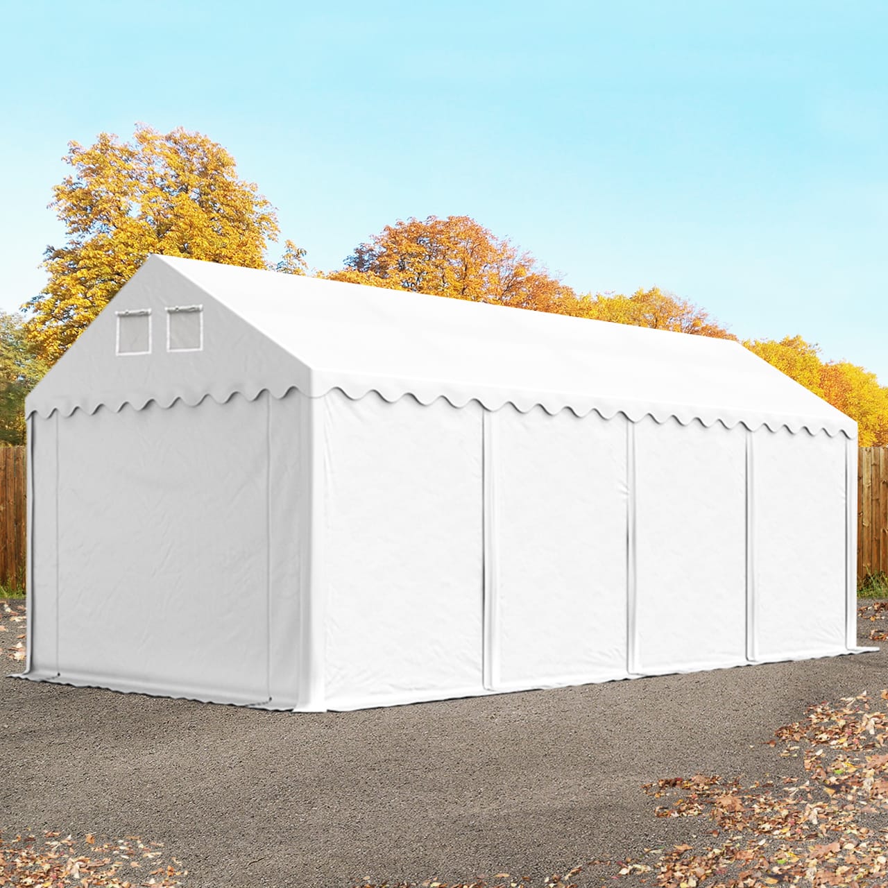 4x8m Lagerzelt weiß PVC 800 Unterstand Gerätezelt, Bauzelt