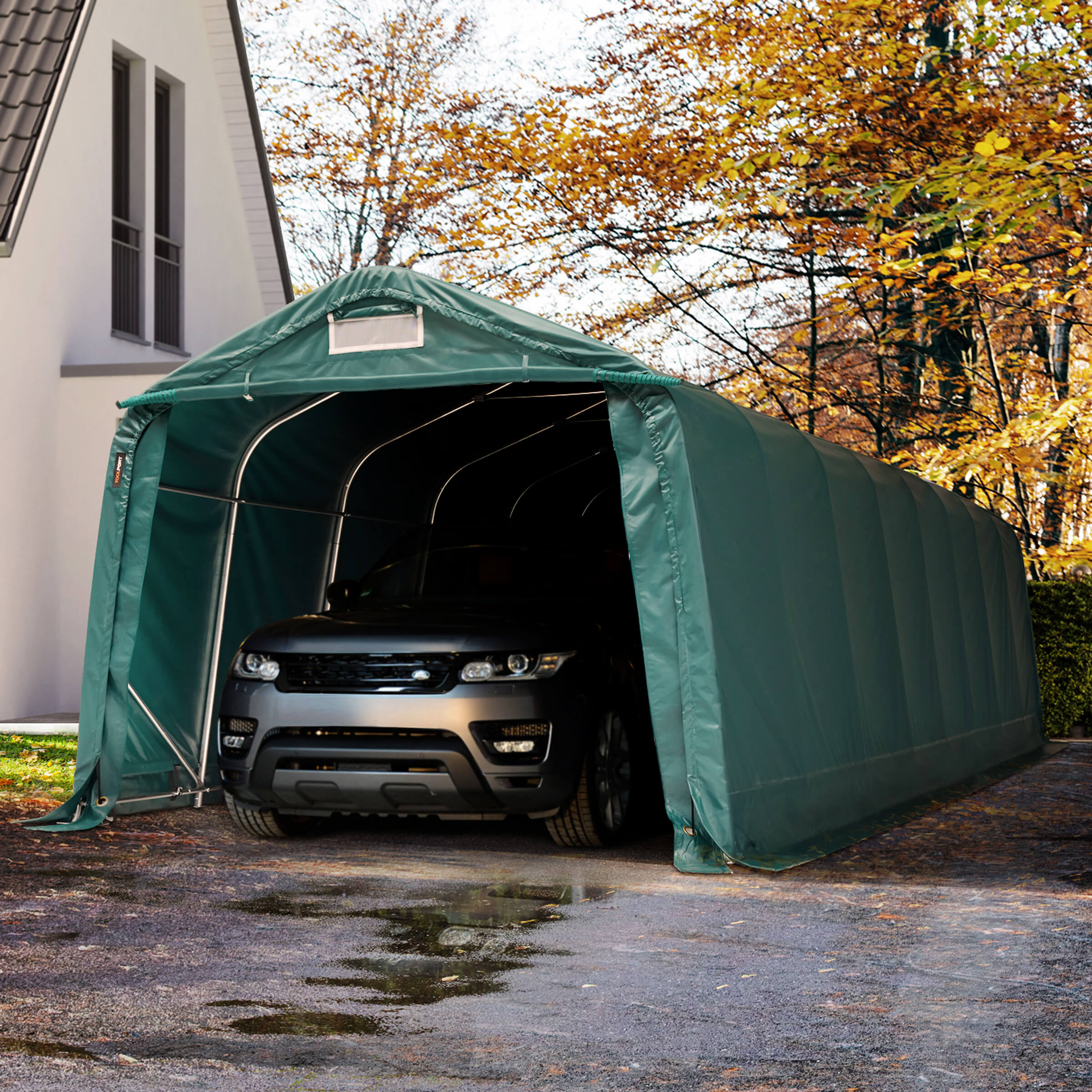 3.3x9.6m Portable Garage dark green PVC 800
