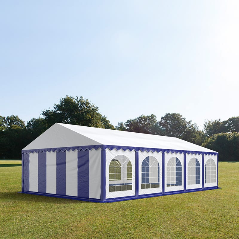 5x10m Partytent blauw-wit PVC 750 Feesttenten, Bruilofttent, Kadertenten, Horecatenten, Pagodetenten, Restaurant Tenten