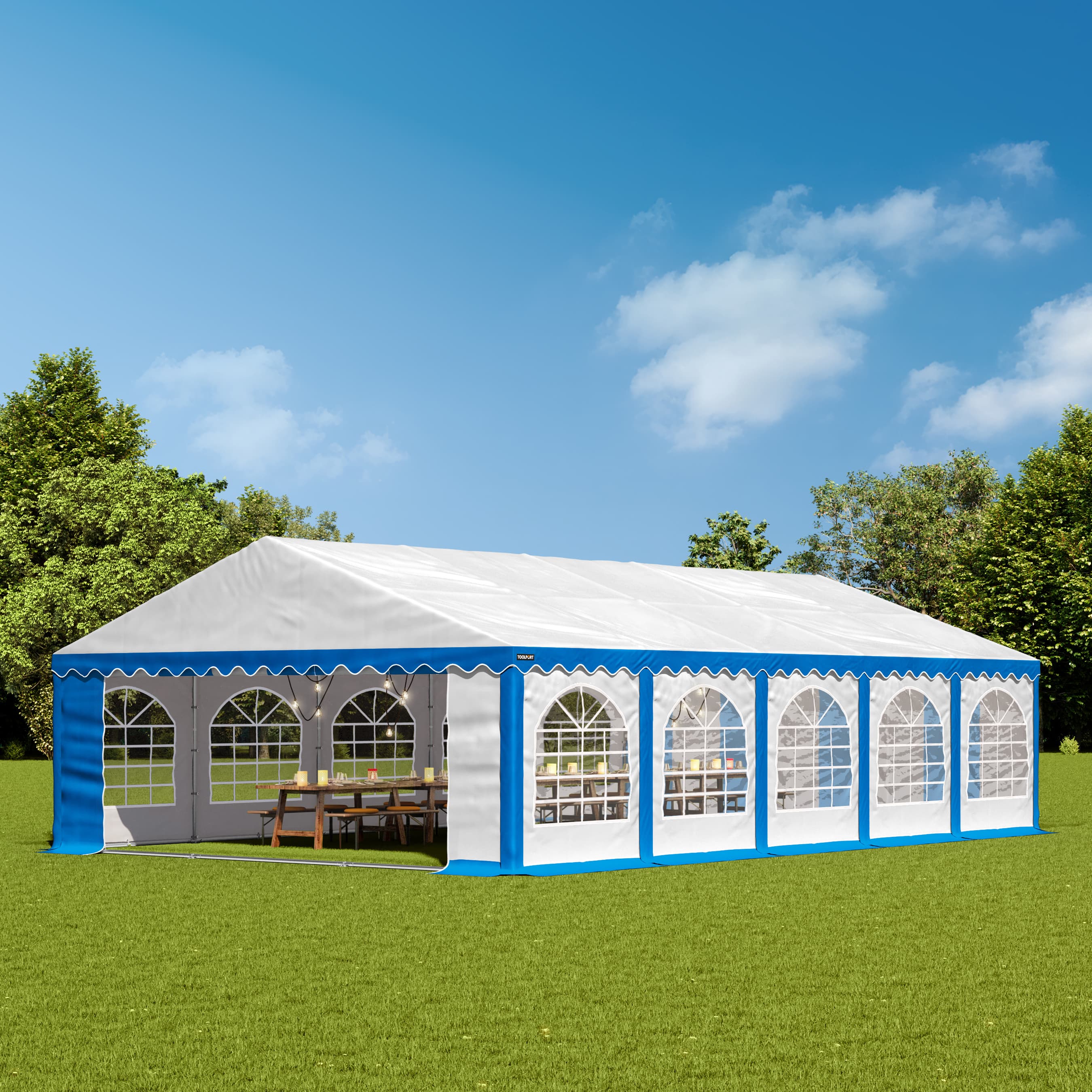 5x10m Marquee blue-white PVC 750 PRO party tent, event shelter