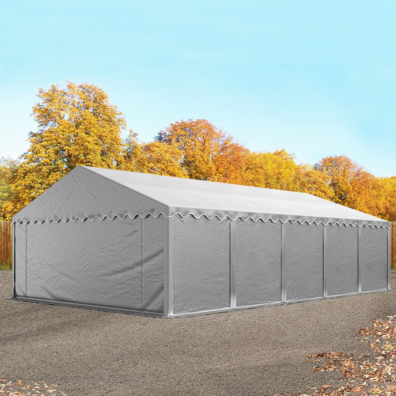 5x10m Tente de stockage gris PVC 750