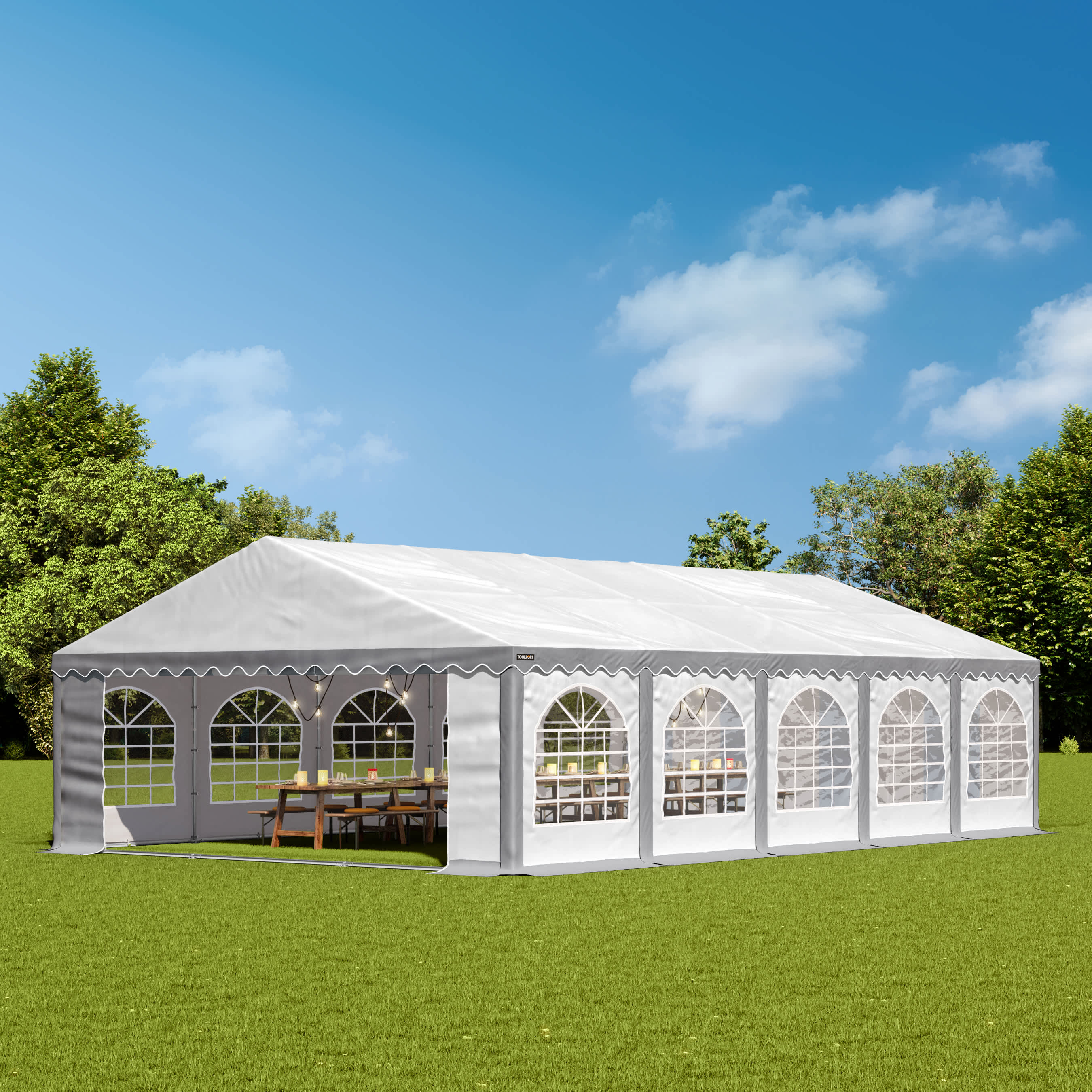 5x10m Marquee grey-white PVC 750 PRO party tent, event shelter