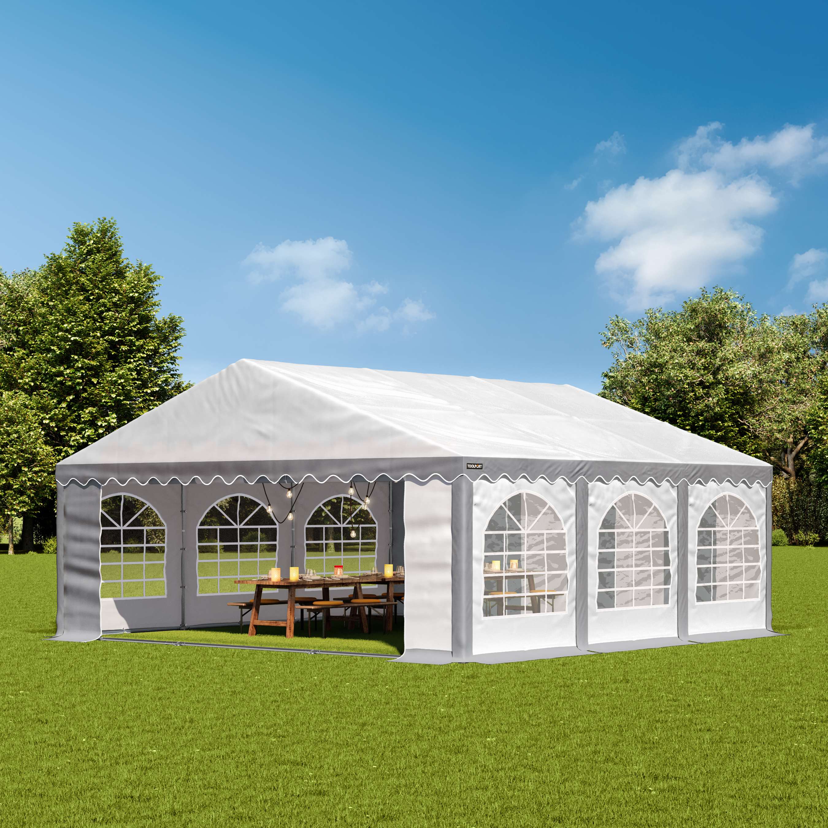 5x6m Marquee grey-white PVC 750 PRO party tent, event shelter