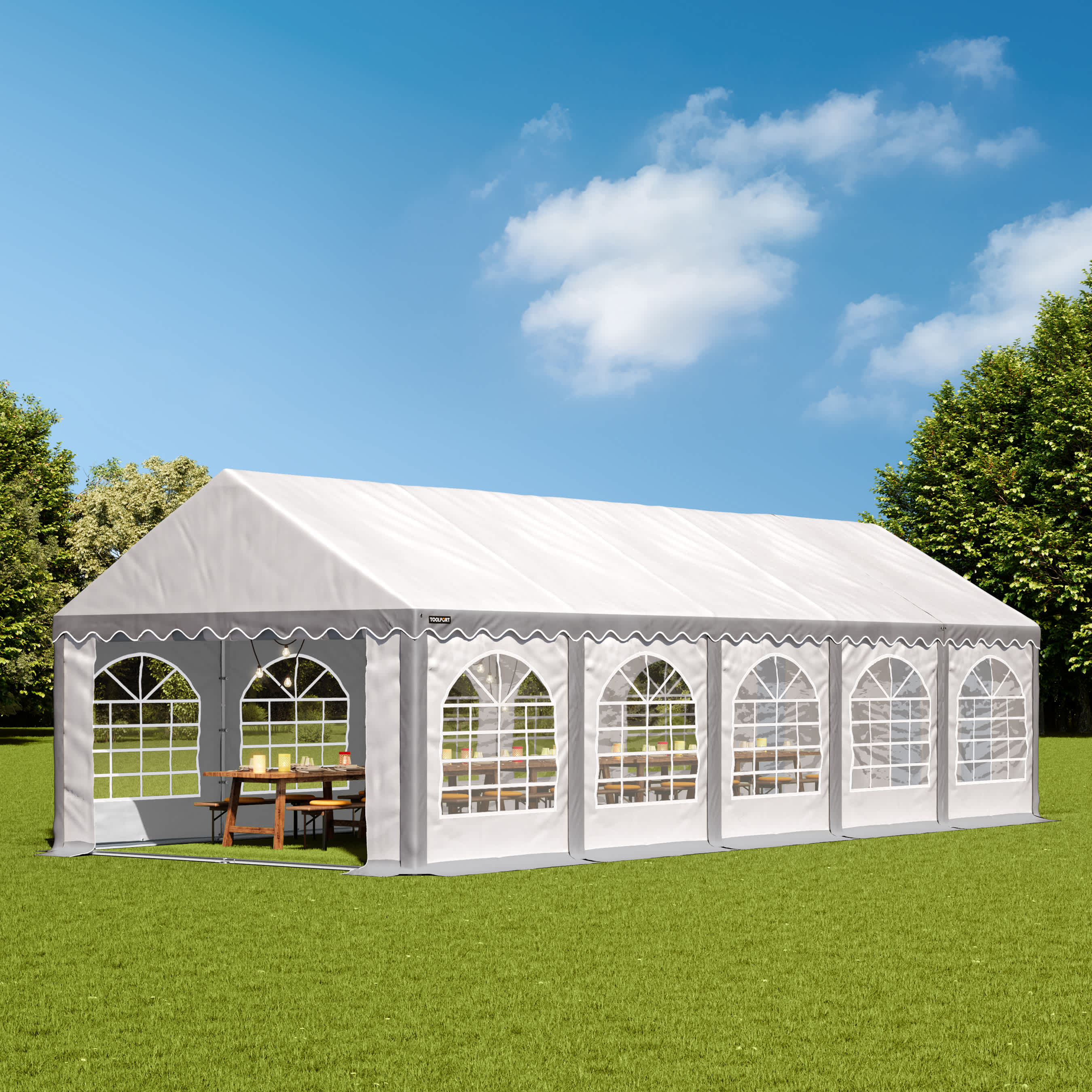 4x10m Marquee grey-white PVC 750 PRO party tent, event shelter