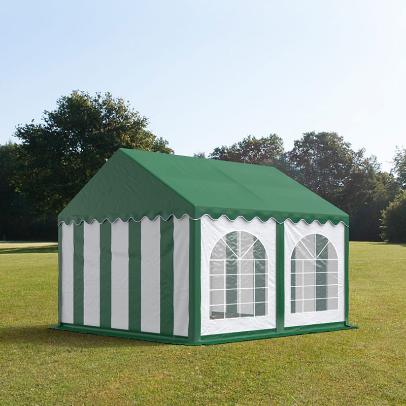 4x4m Tente de réception vert-blanc PVC 750 Barnum, Chapiteau