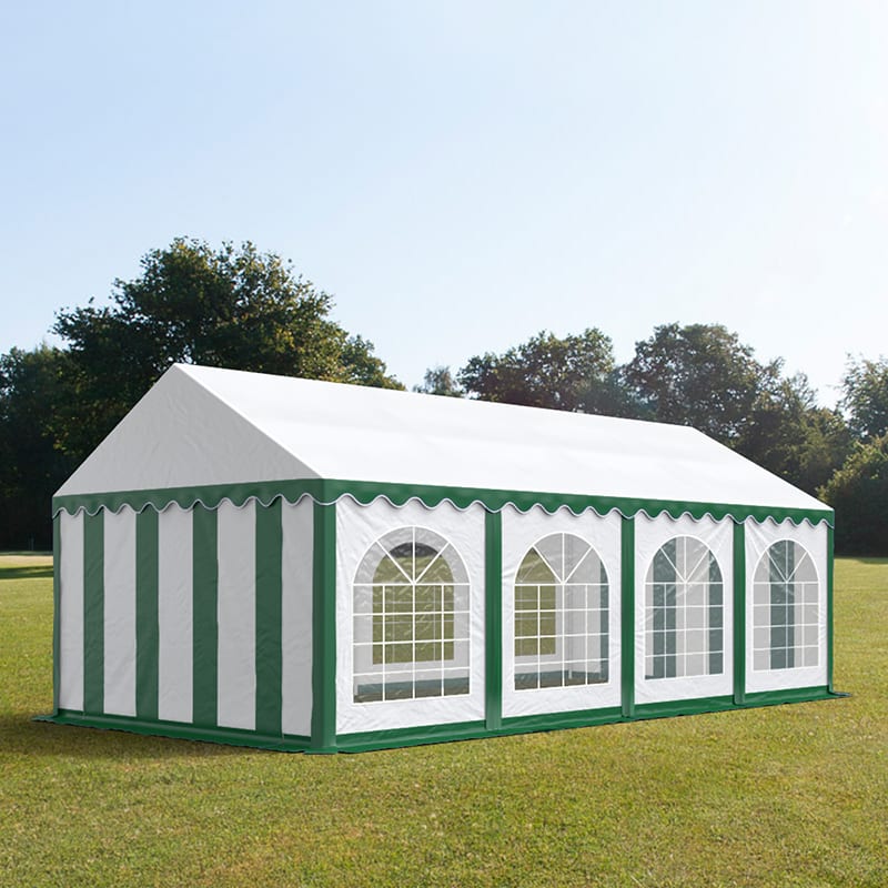 3x8m Partytent groen-wit PVC 750 Feesttenten, Bruilofttent, Kadertenten, Horecatenten, Pagodetenten, Restaurant Tenten