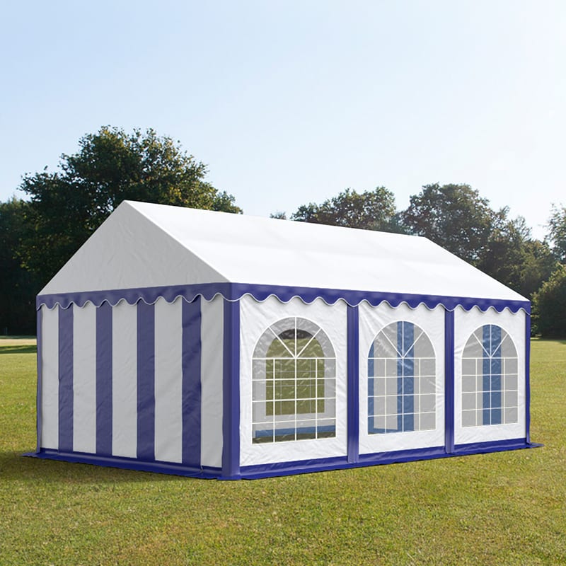 3x6m Partytent blauw-wit PVC 750 Feesttenten, Bruilofttent, Kadertenten, Horecatenten, Pagodetenten, Restaurant Tenten