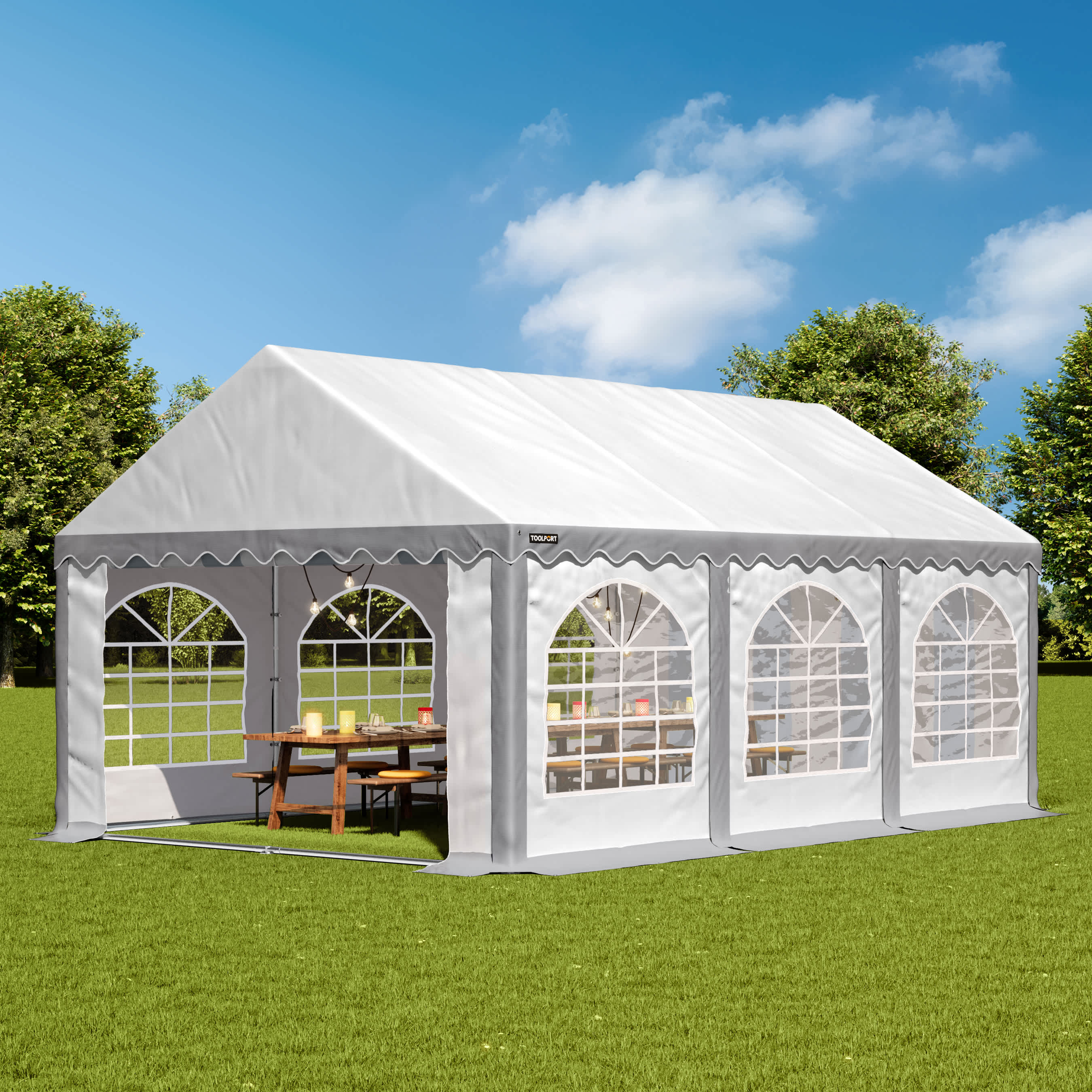 3x6m Marquee grey-white PVC 750 PRO party tent, event shelter