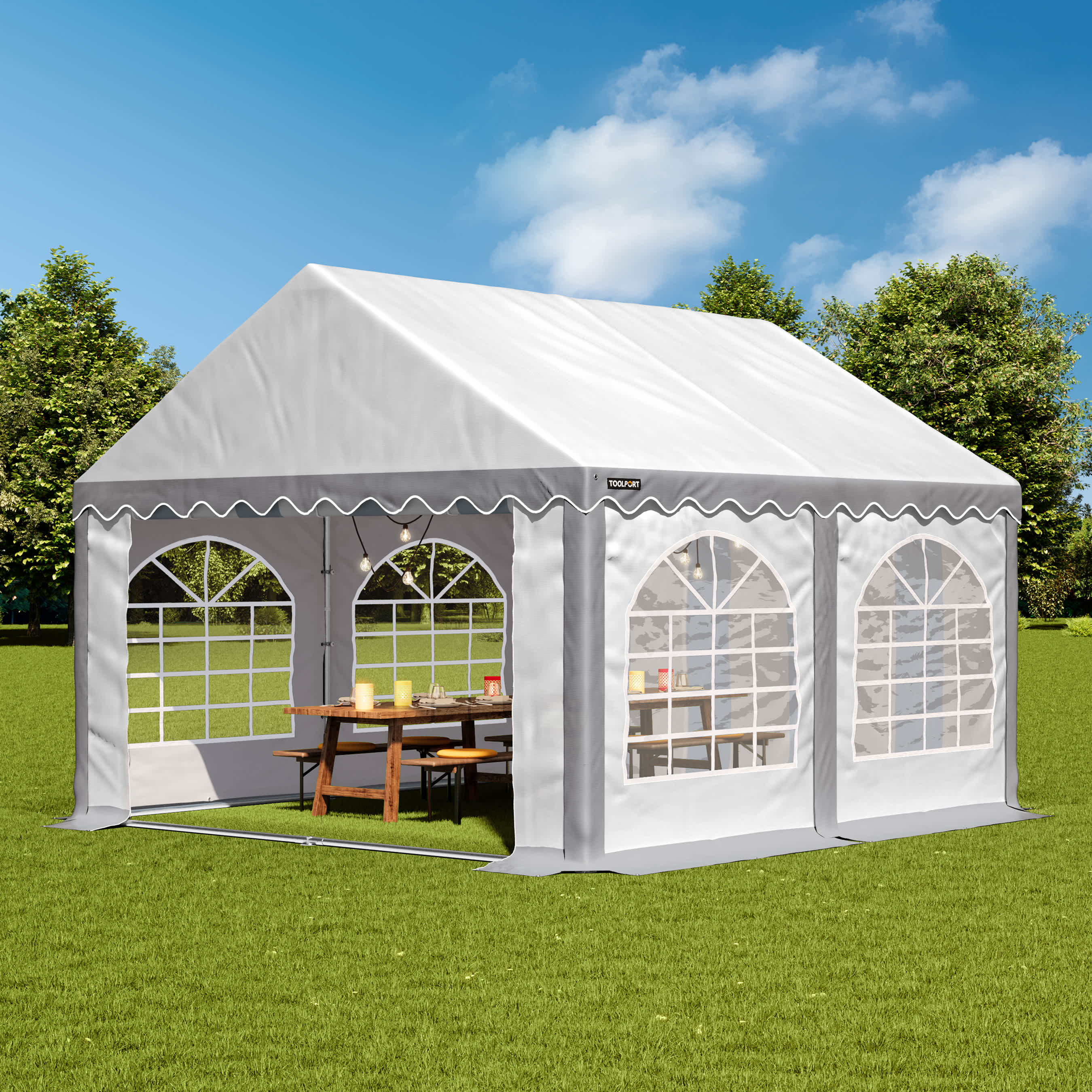 3x4m Marquee grey-white PVC 750 PRO party tent, event shelter