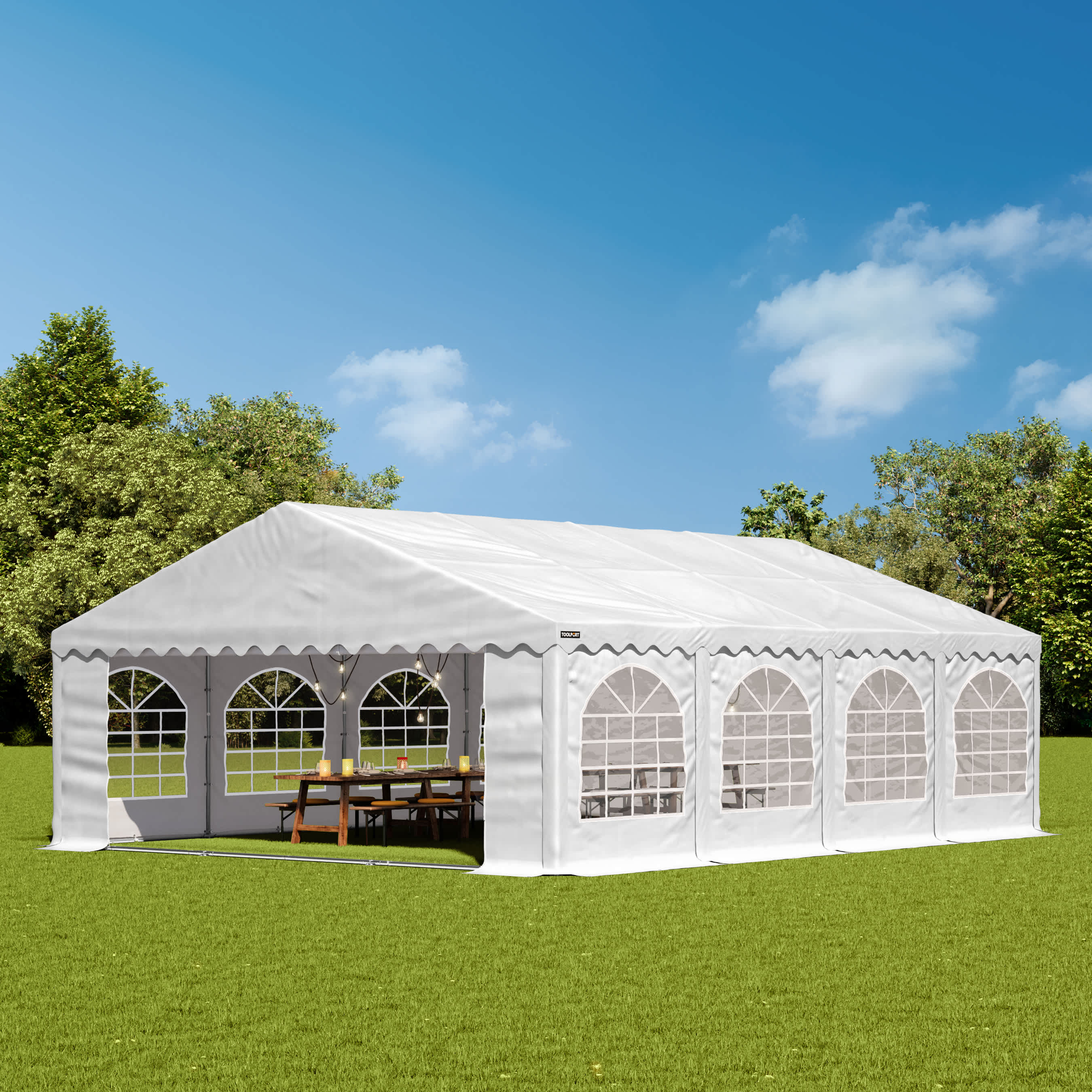 6x8m Marquee white PVC 750 PRO party tent, event shelter