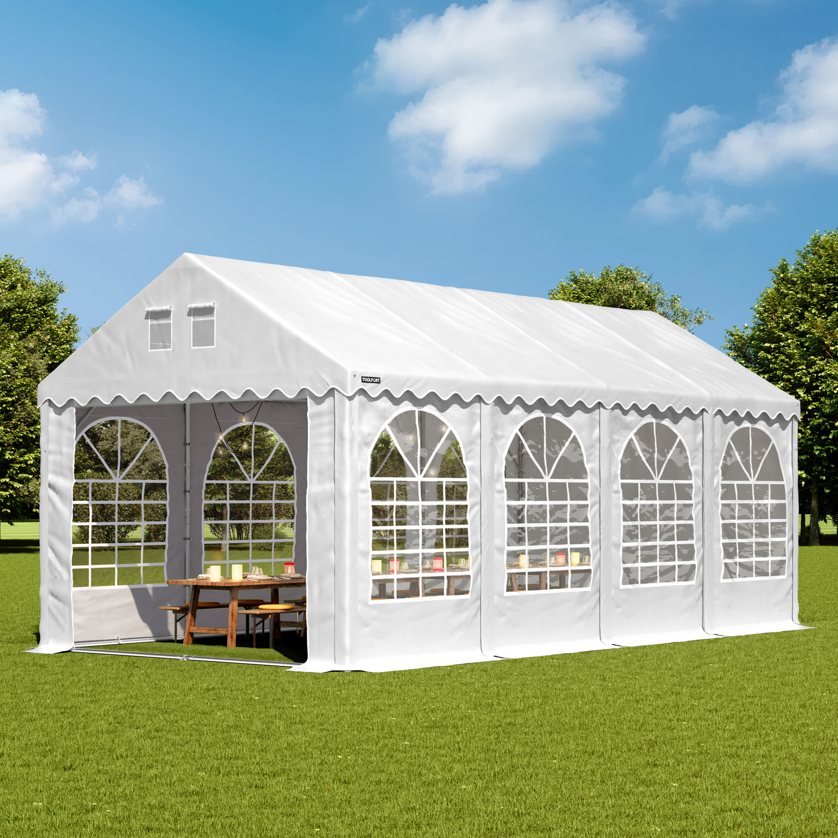 4x8m Marquee white PVC 1400 PRO party tent, event shelter