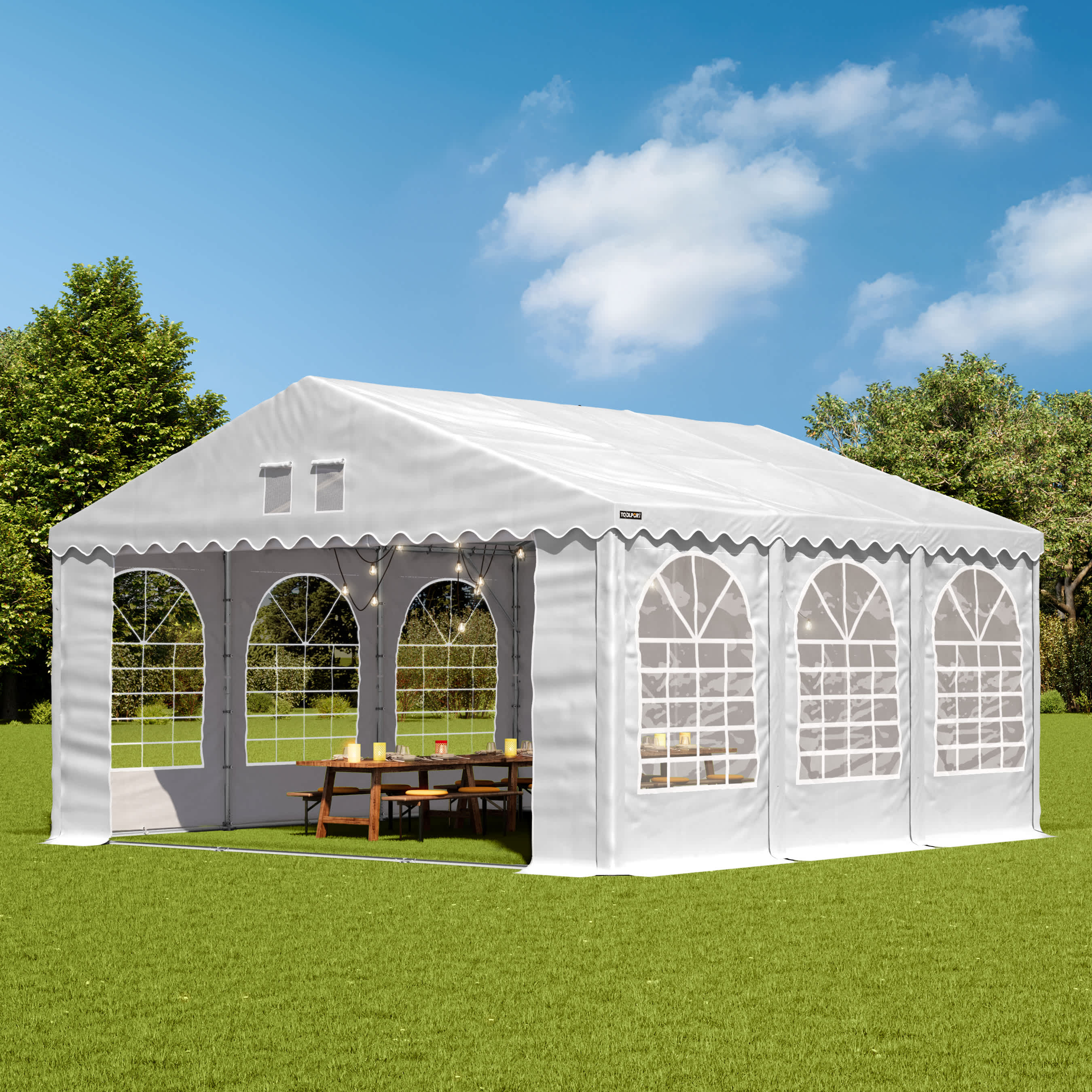 5x6m Marquee white PVC 1400 PRO party tent, event shelter