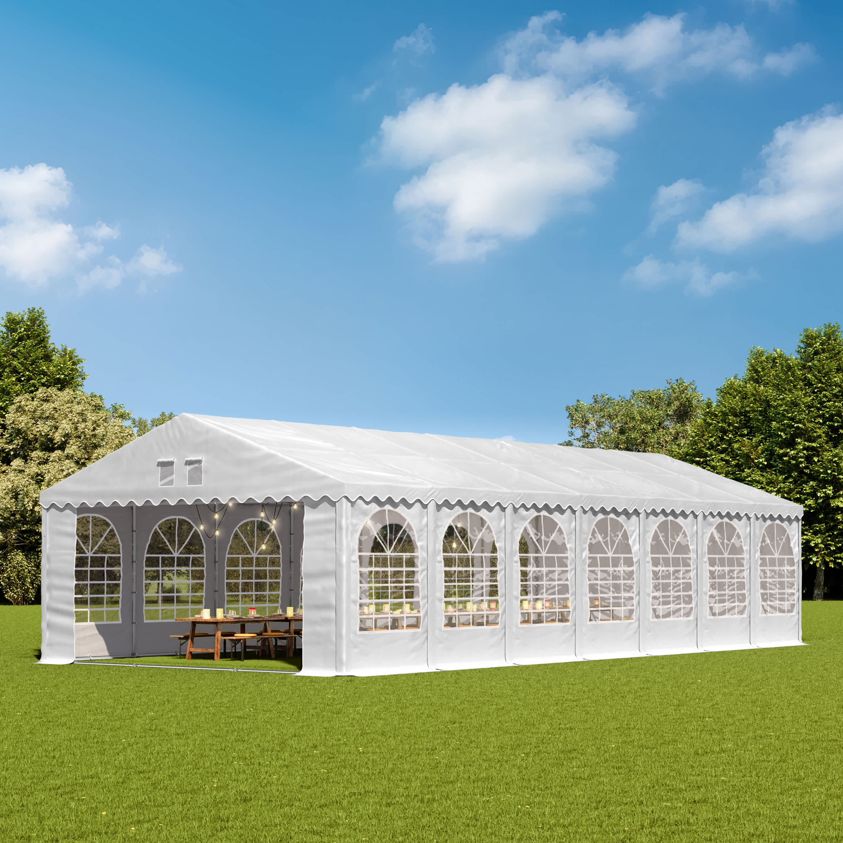 6x14m Marquee white PVC 1400 PRO party tent, event shelter