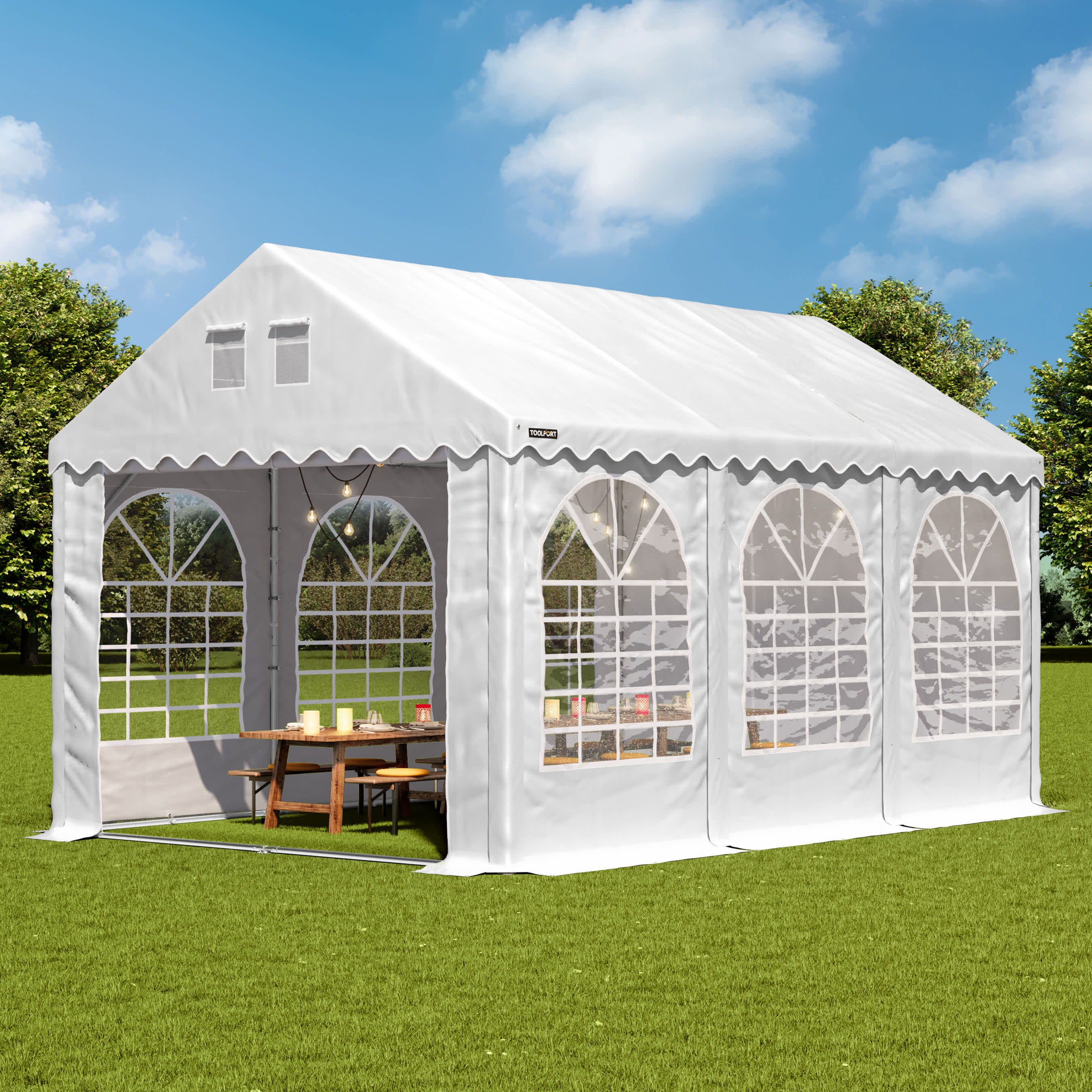 4x6m Marquee white PVC 800 PRO party tent, event shelter