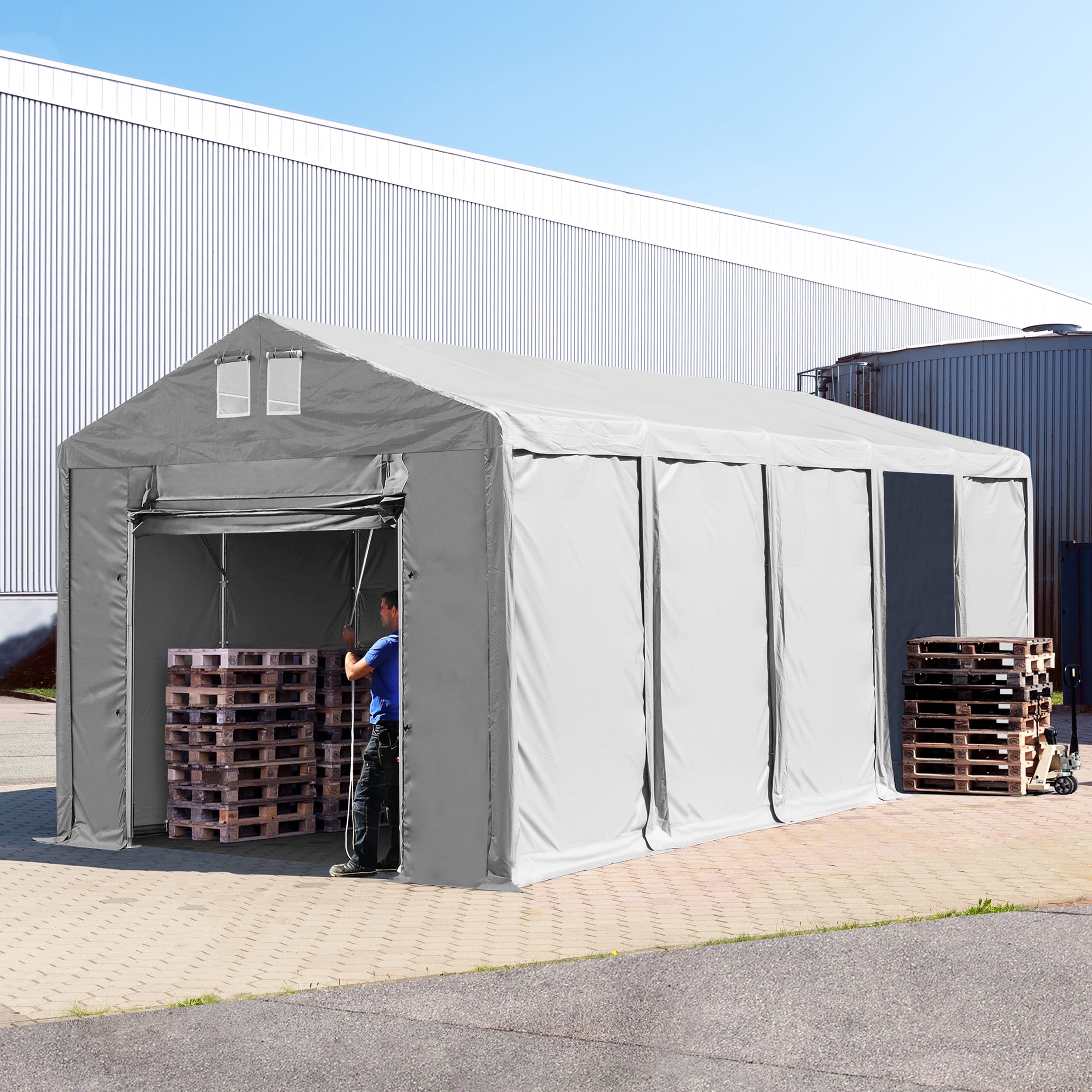 4x10m Storage Tent grey PVC 850 temporary buildings