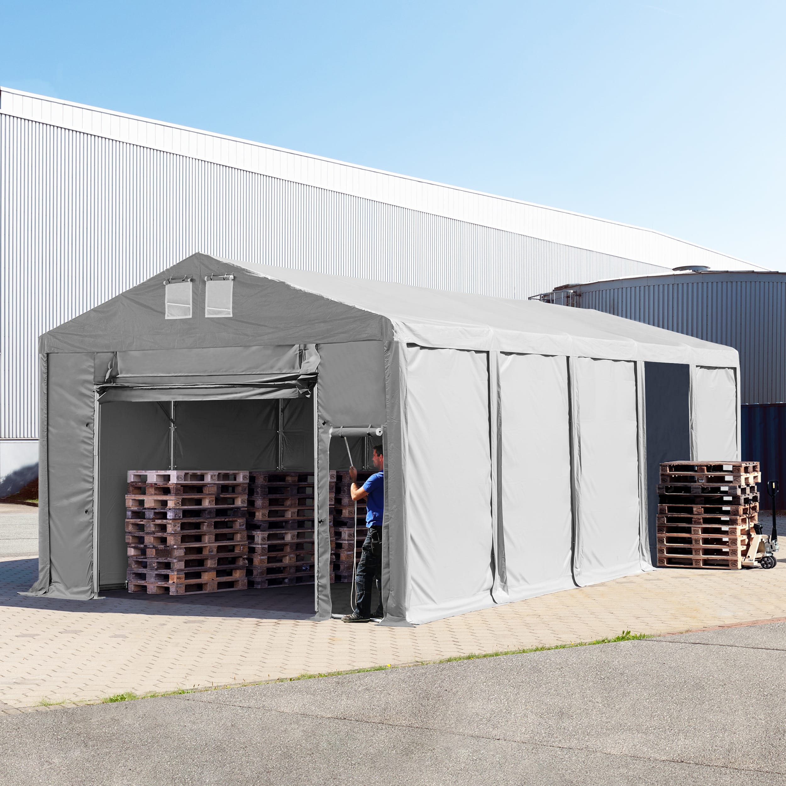 5x10m Storage Tent grey PVC 850 temporary buildings