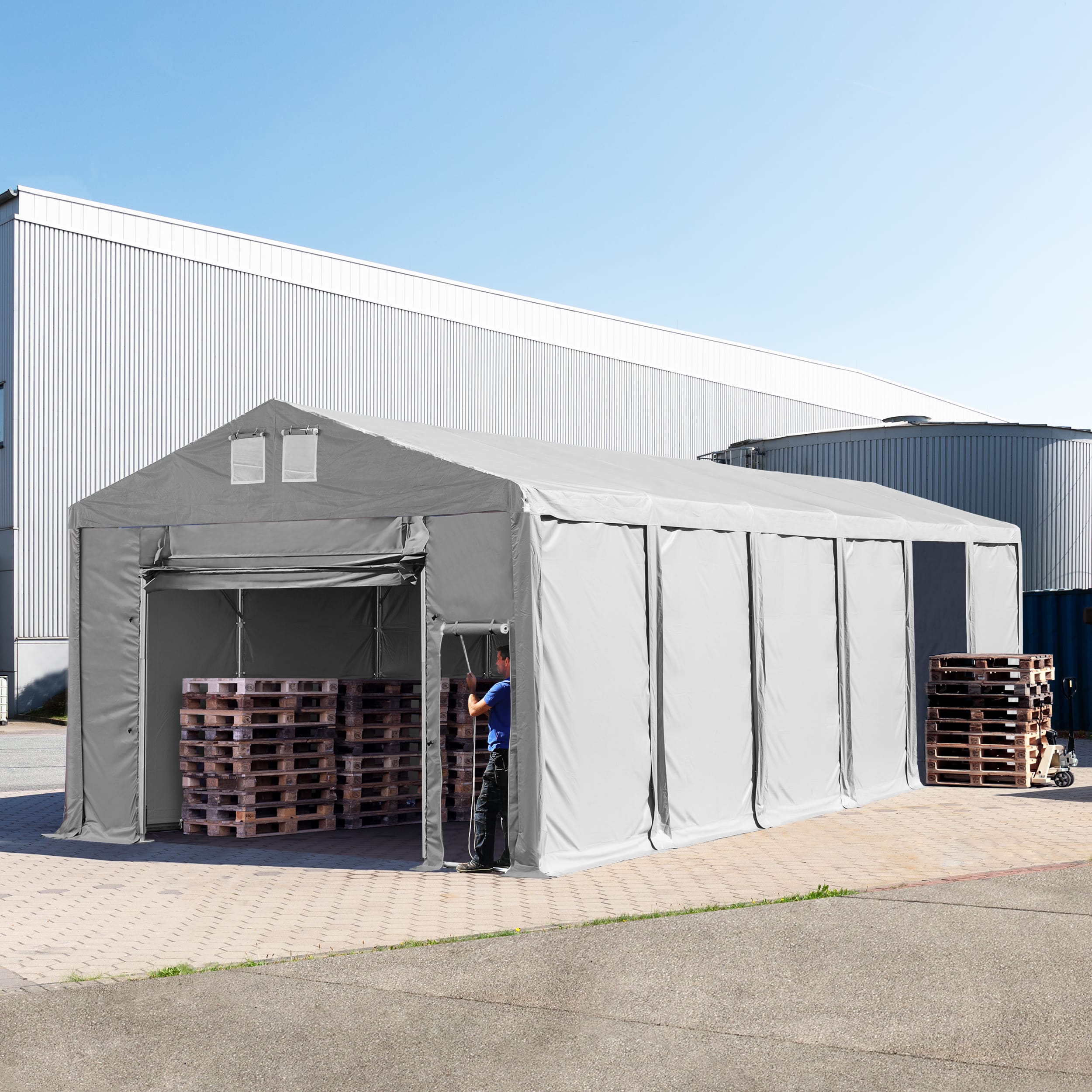6x12m Storage Tent grey PVC 850 temporary buildings