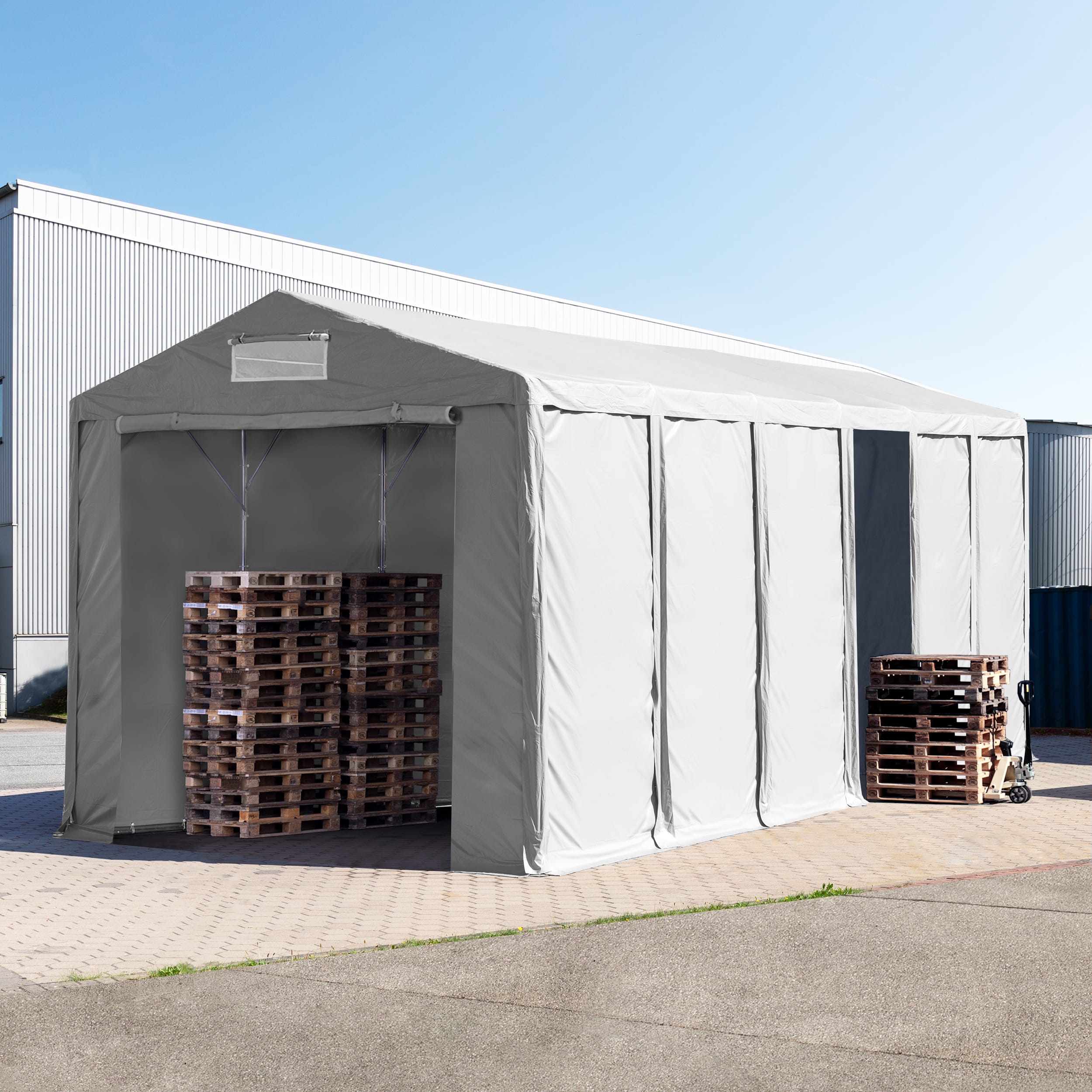 6x12m Storage Tent grey PVC 850 temporary buildings