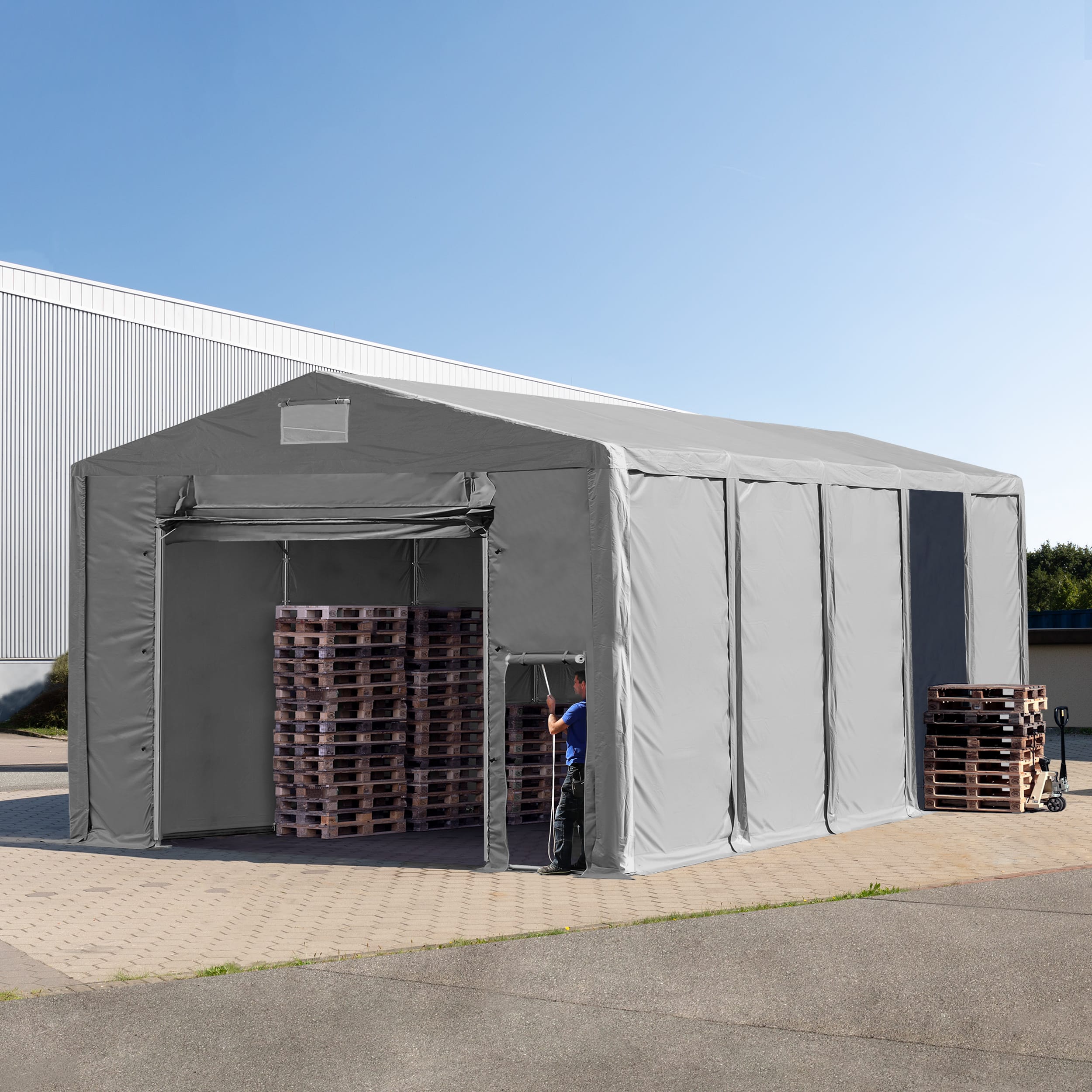8x10m Namiot Magazynowy szary PVC 850 Namiot Przemysłowy