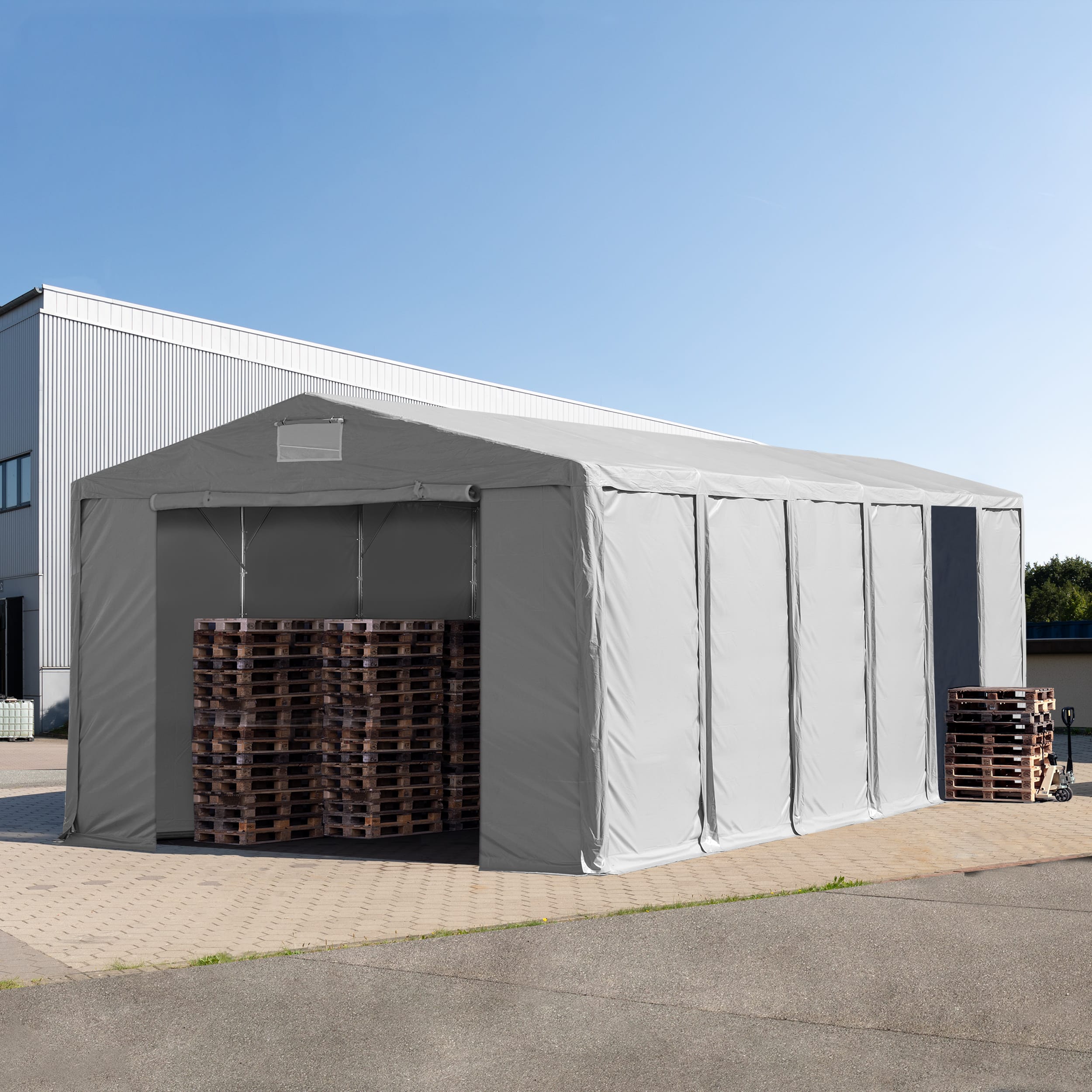 8x12m Tente de stockage gris PVC 850