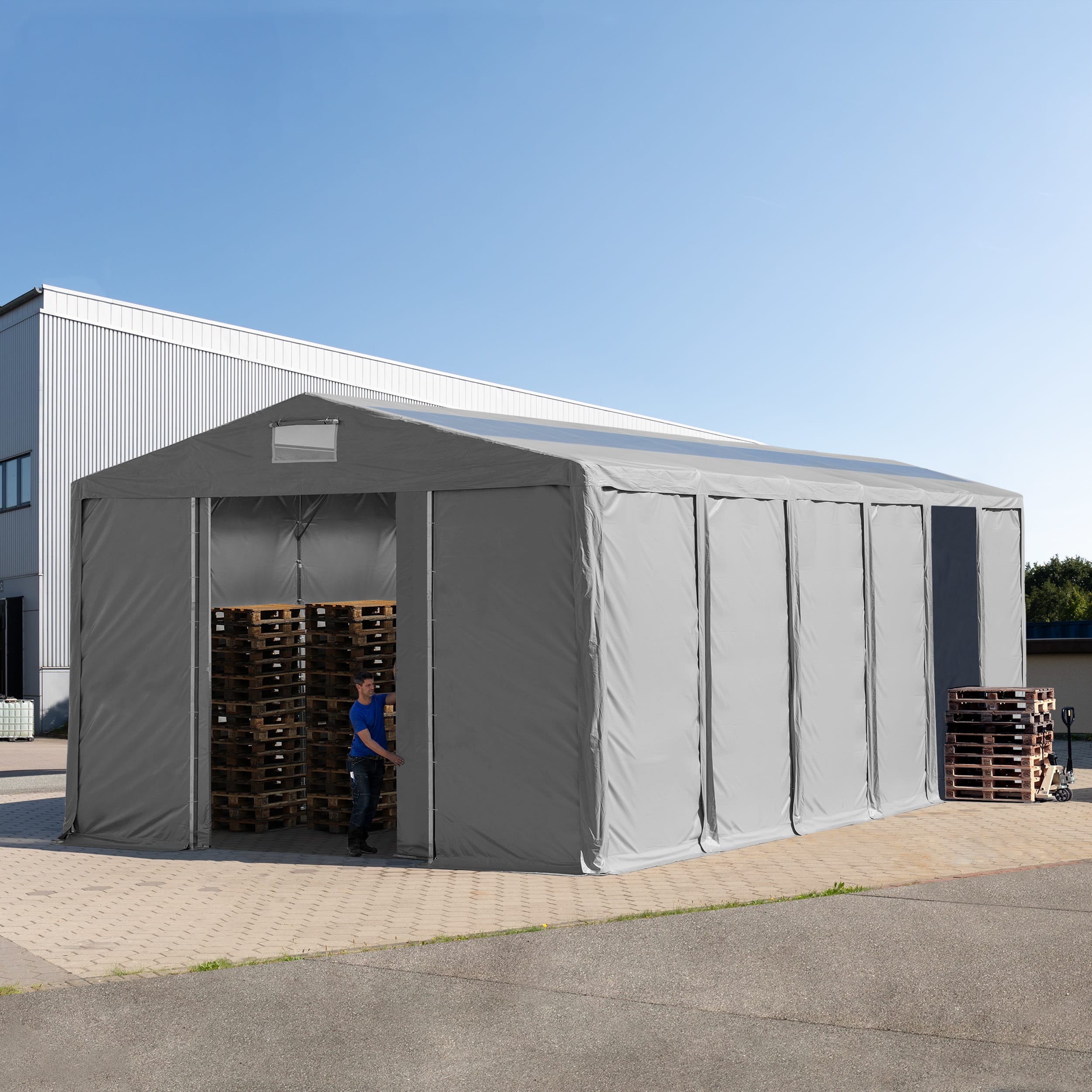 8x12m Storage Tent grey PVC 850 temporary buildings