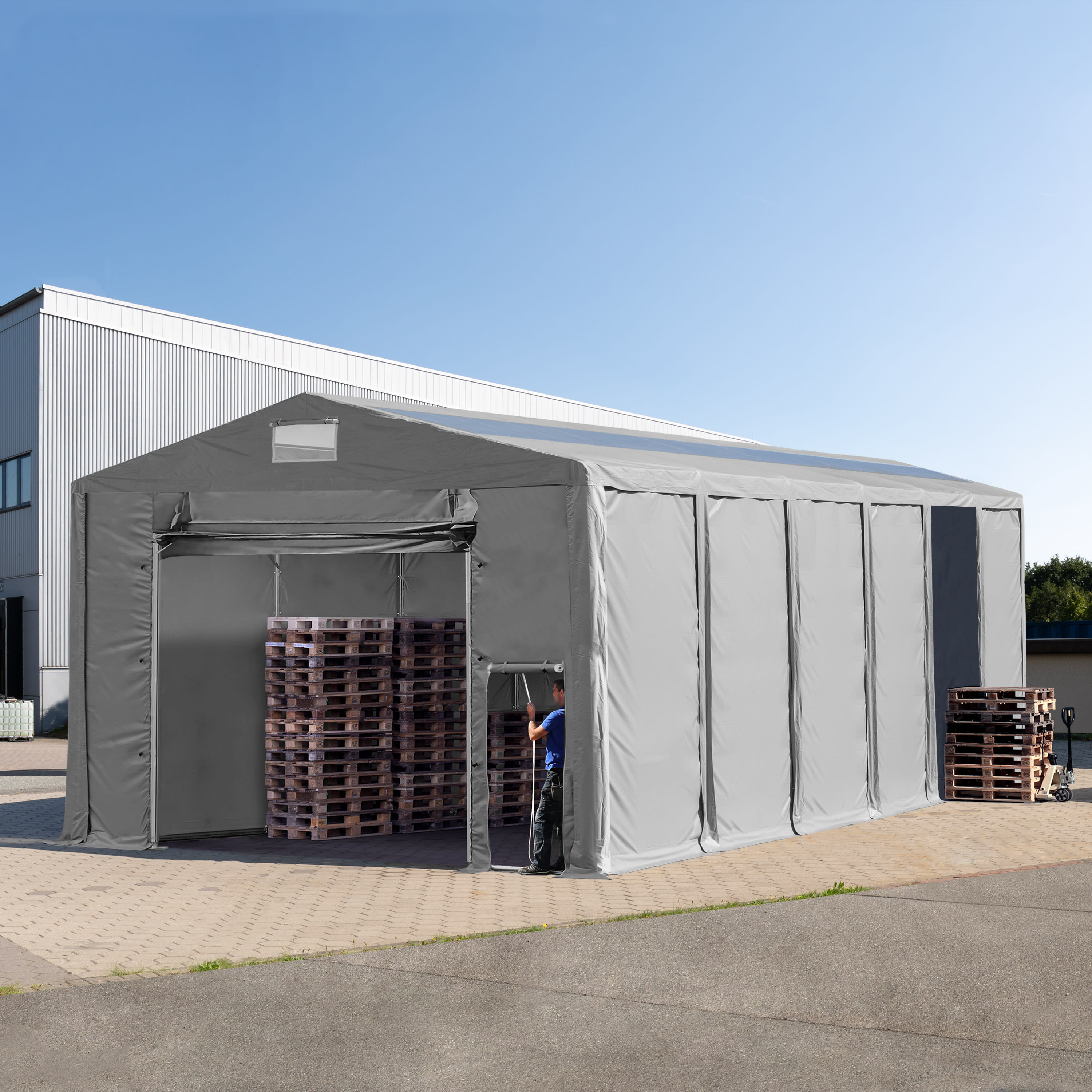 8x12m Tende Capannone grigio PVC 850 Tendone Deposito, Tenda Capannone, Tenda Deposito