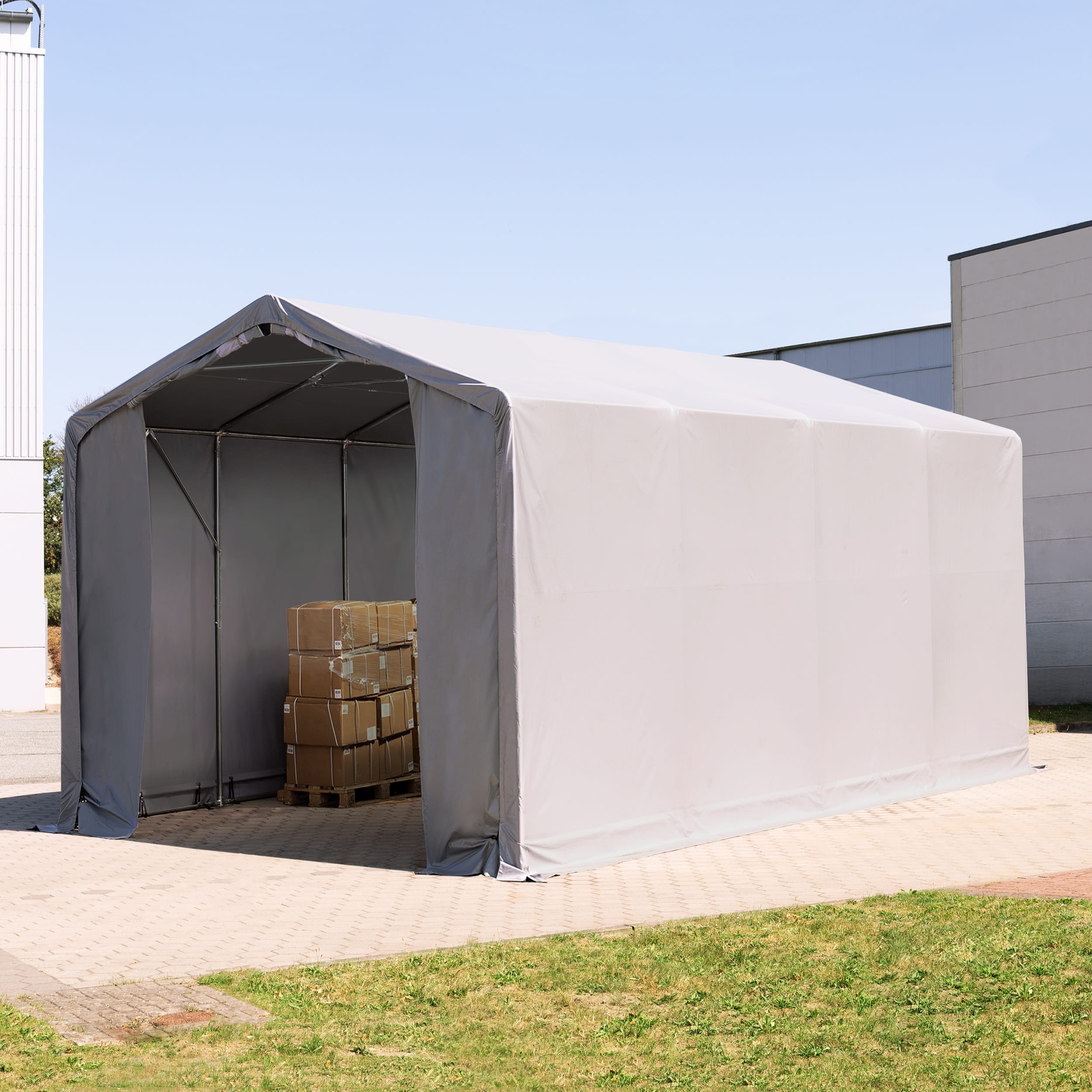 4x8m Hangar PVC gris PVC 850 Hall de stockage