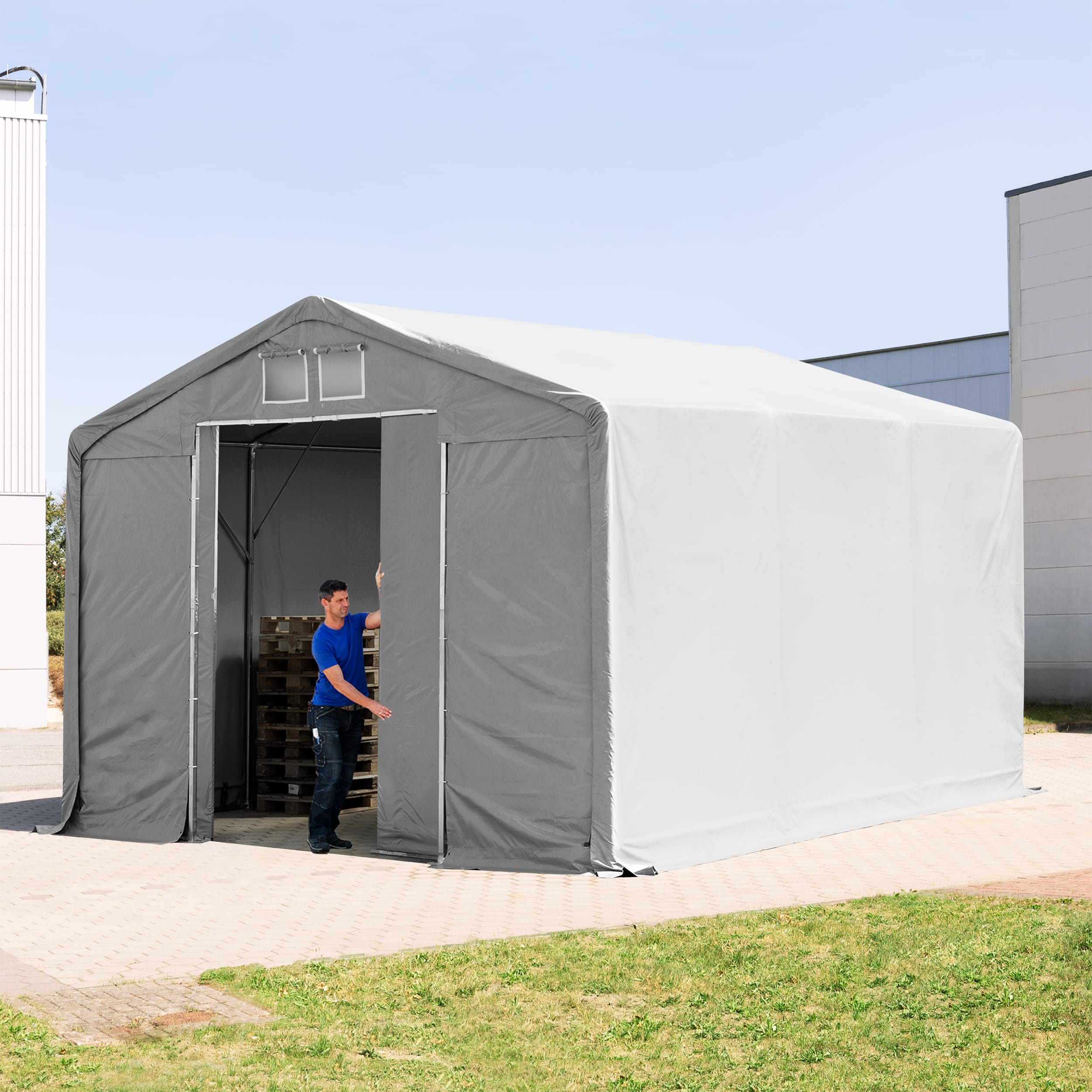 6x6m Hangar PVC gris PVC 850 Hall de stockage