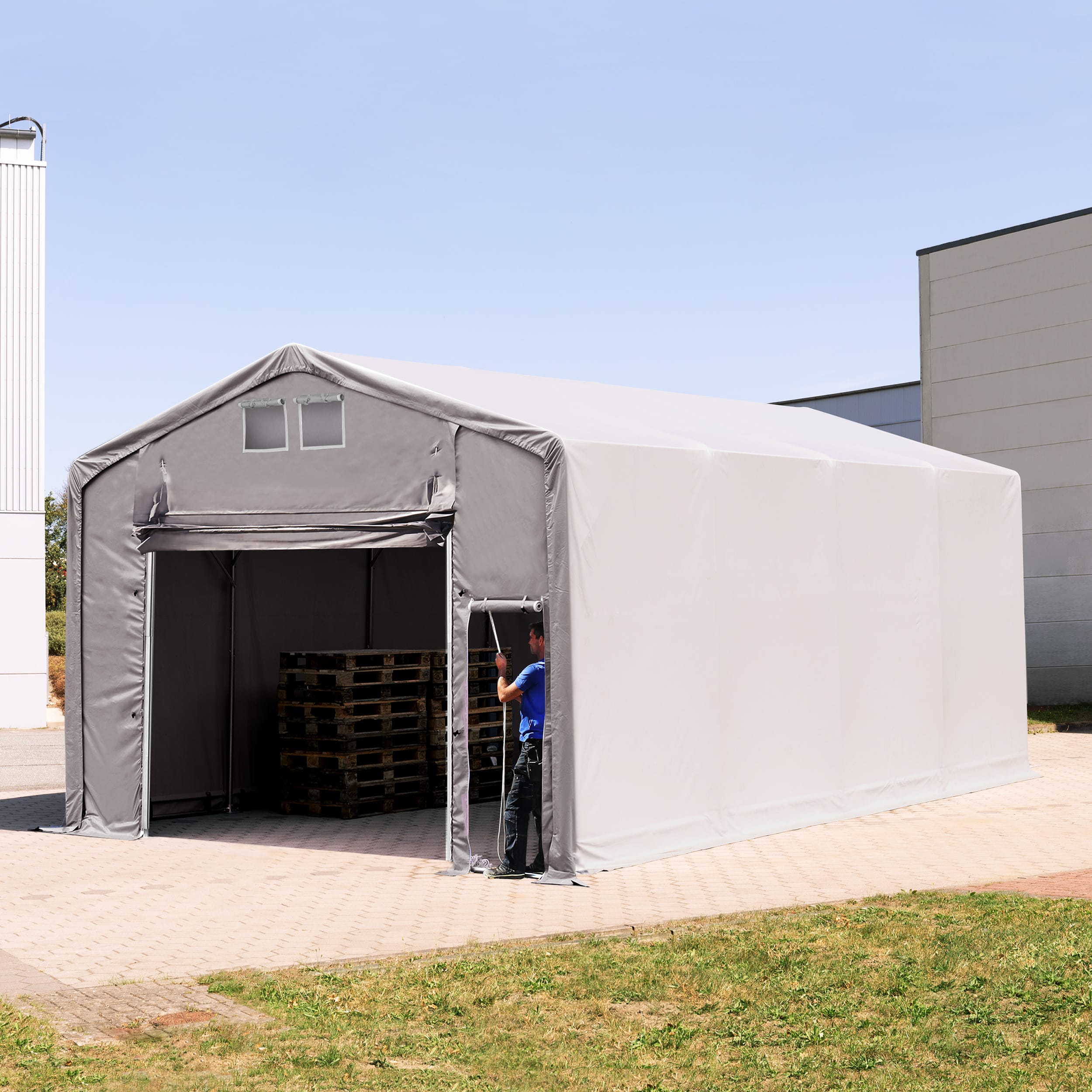 6x8m Industrial Tent grey PVC 850 Outlander storage shelter