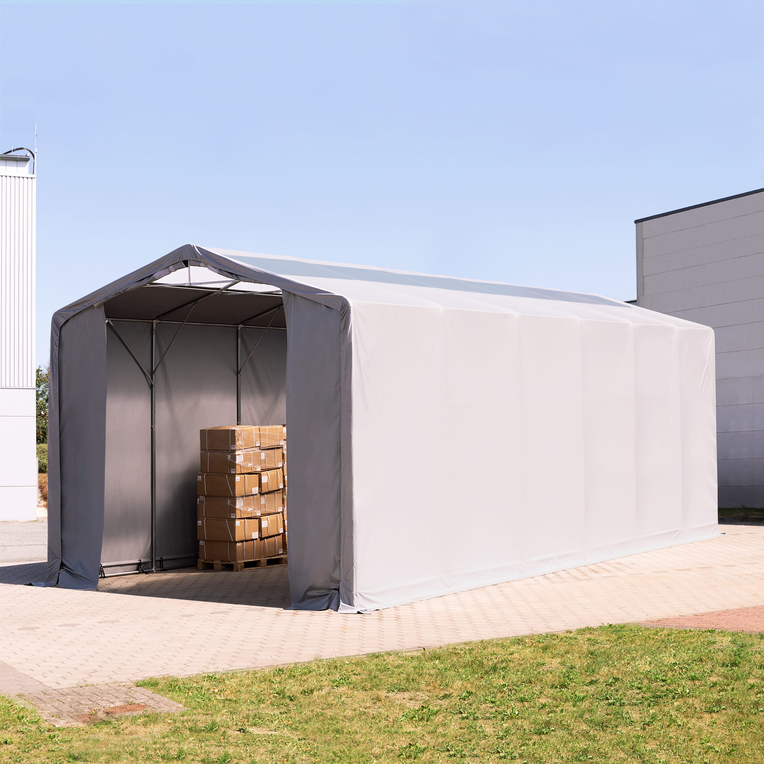 6x12m Hangar PVC gris PVC 850 Hall de stockage