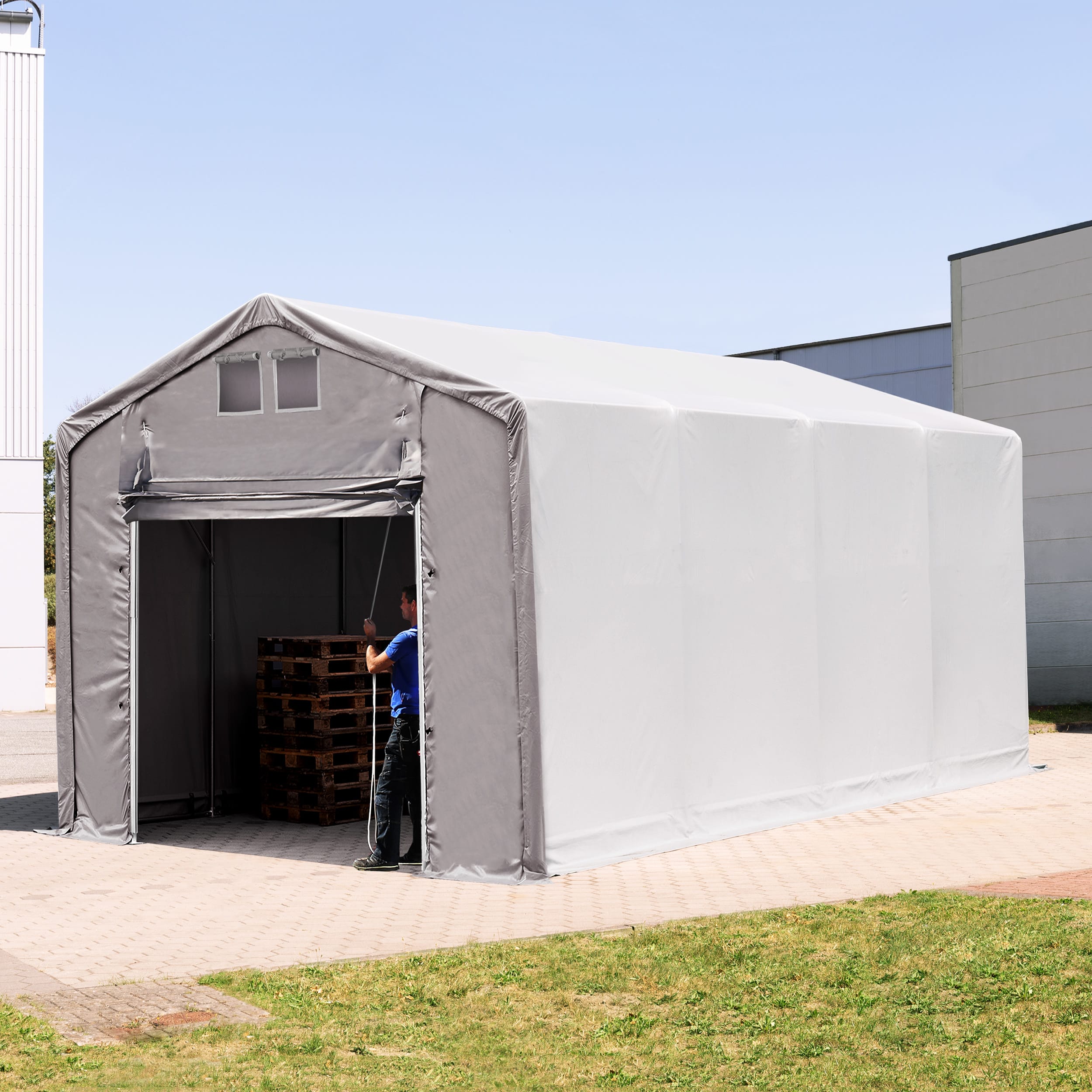 4x8m Industrial Tent grey PVC 2300 Outlander storage shelter