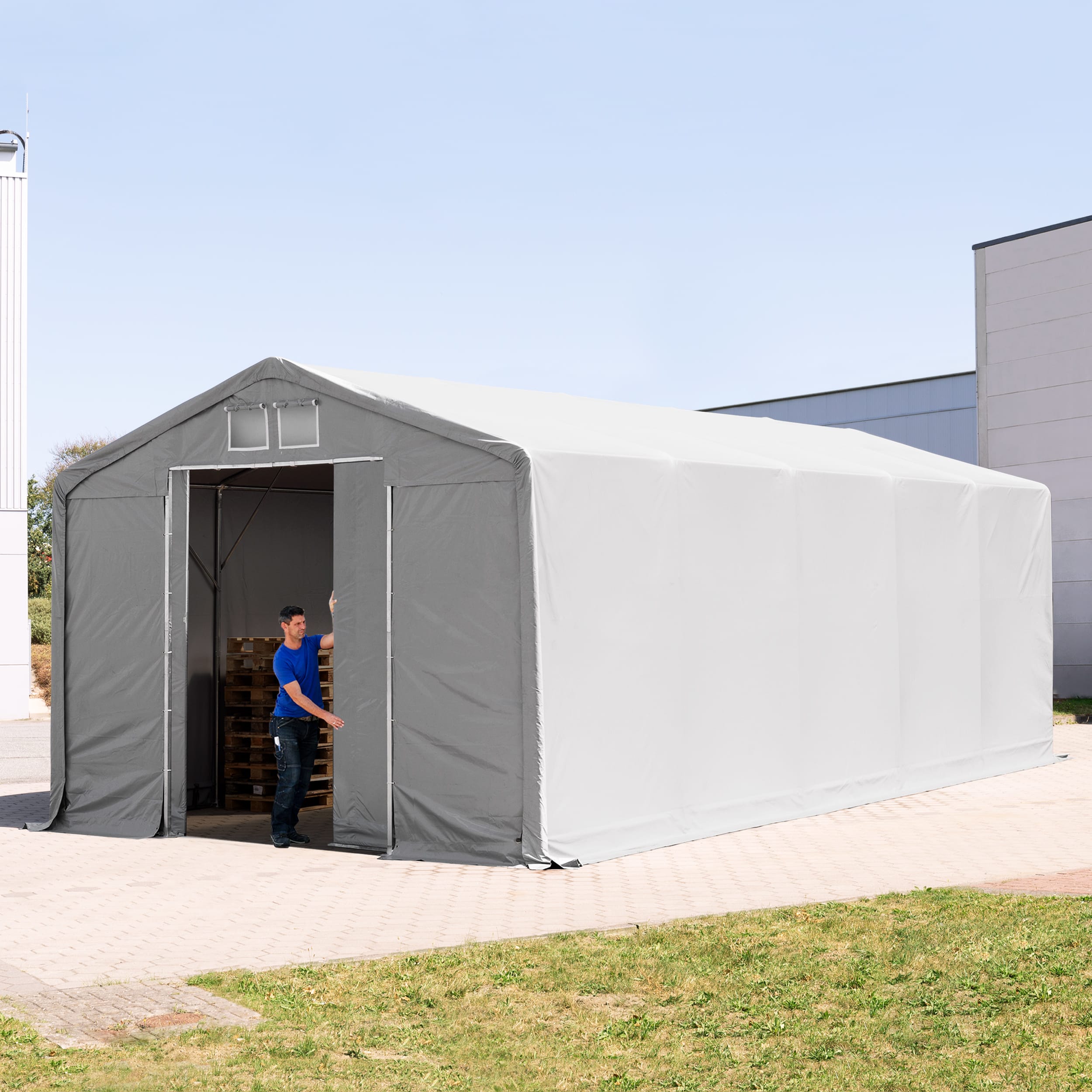5x10m Industrial Tent grey PVC 2300 Outlander storage shelter