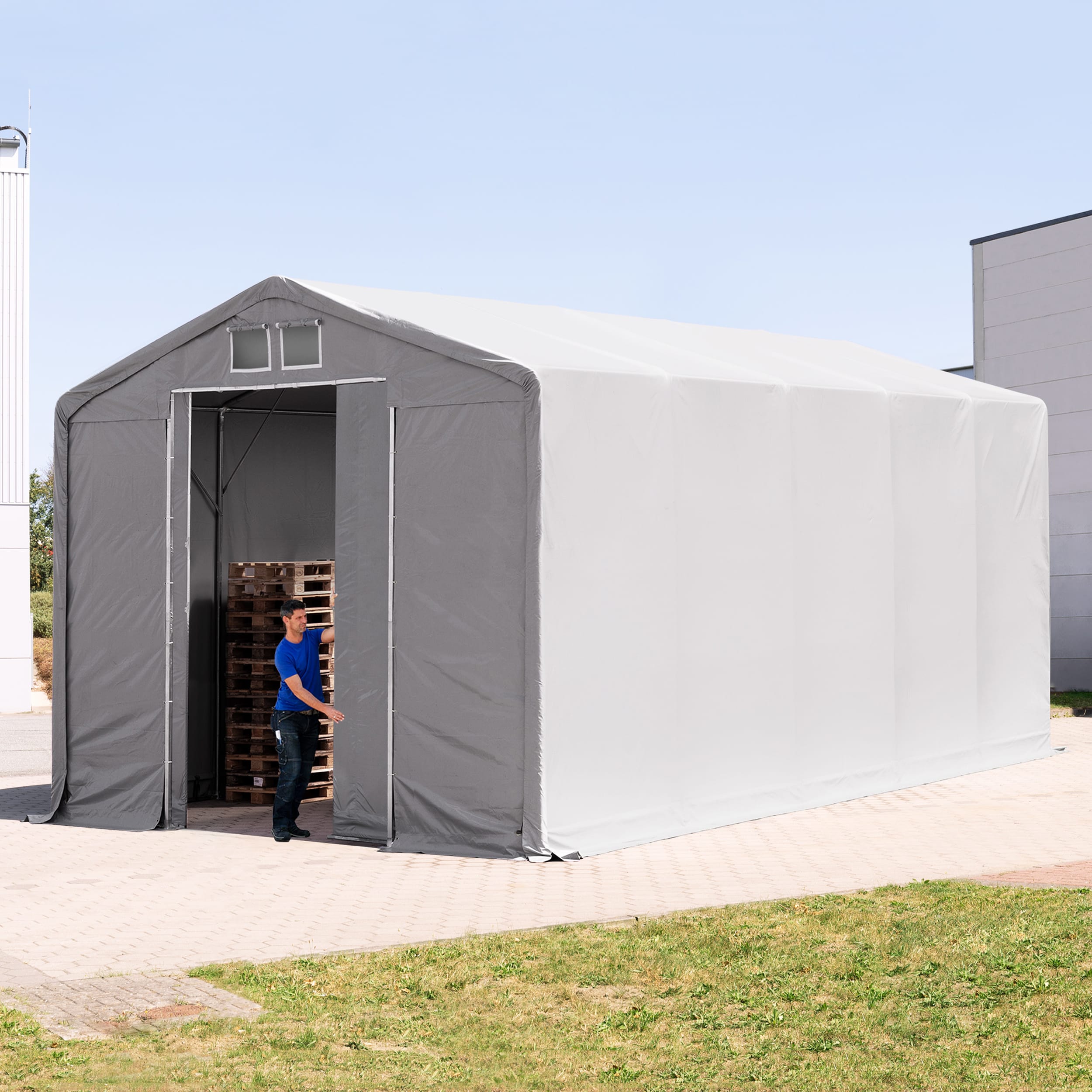 5x10m Industrial Tent grey PVC 2300 Outlander storage shelter