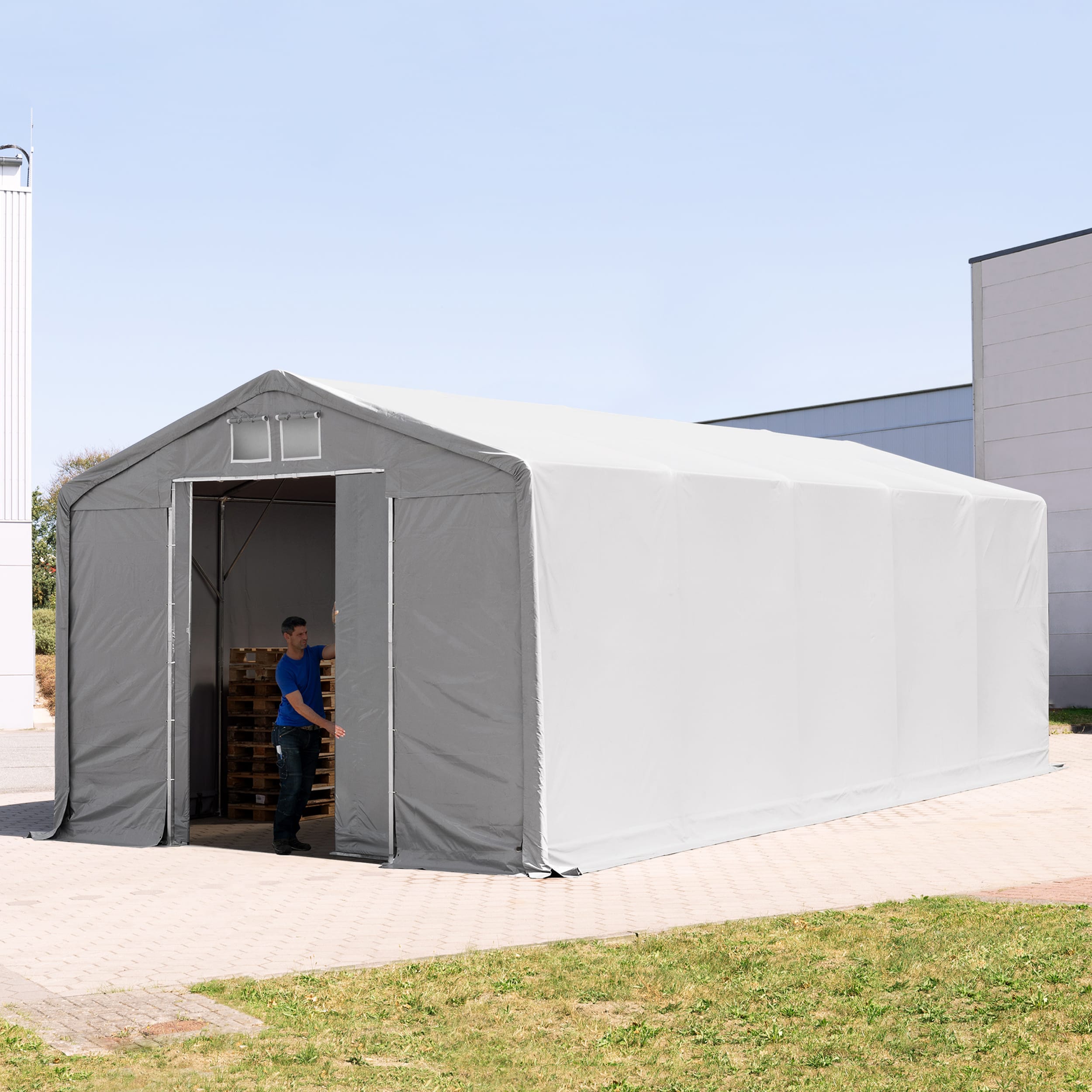 6x10m Hangar PVC gris PVC 2300 Hall de stockage