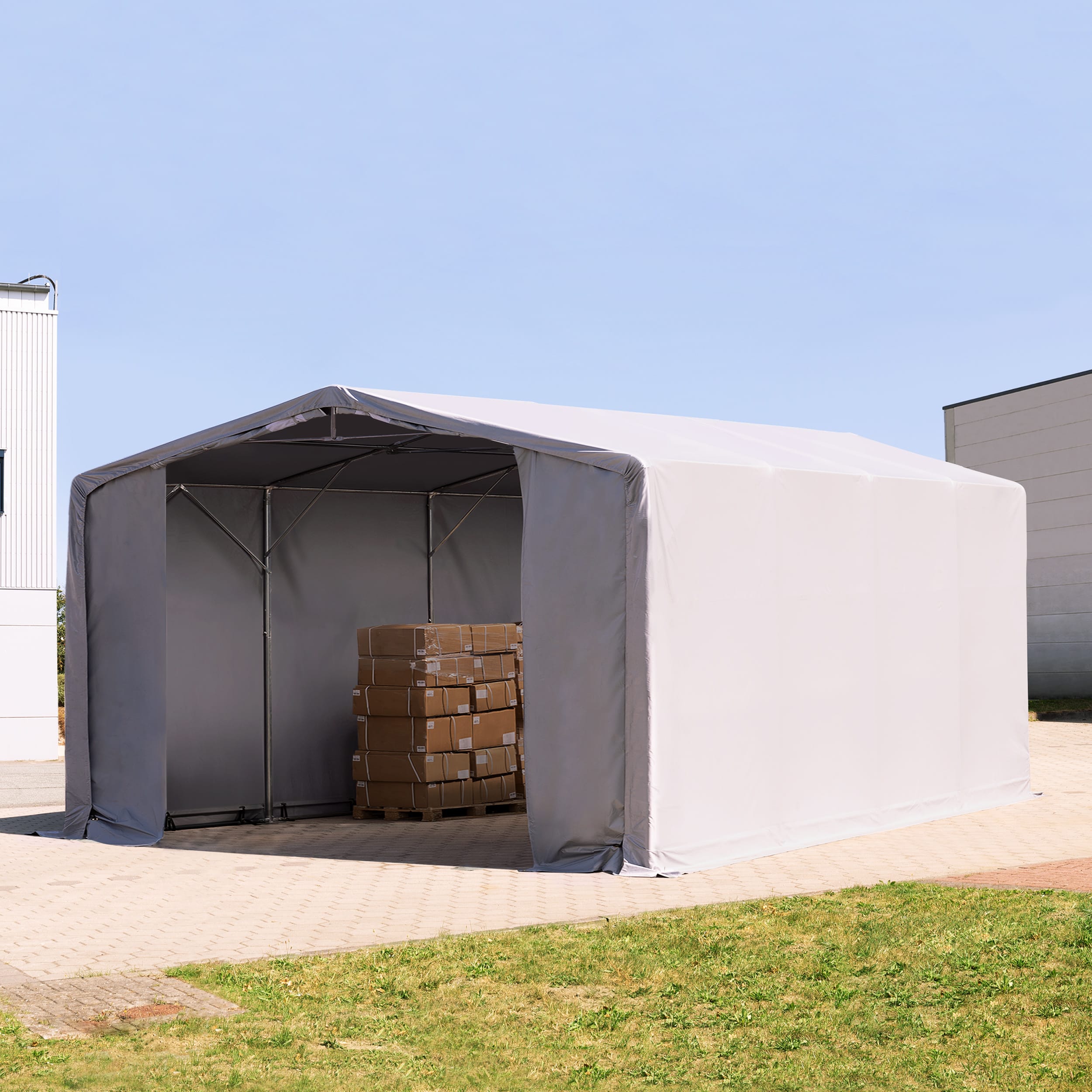 8x8m Industrial Tent grey PVC 2300 Outlander storage shelter