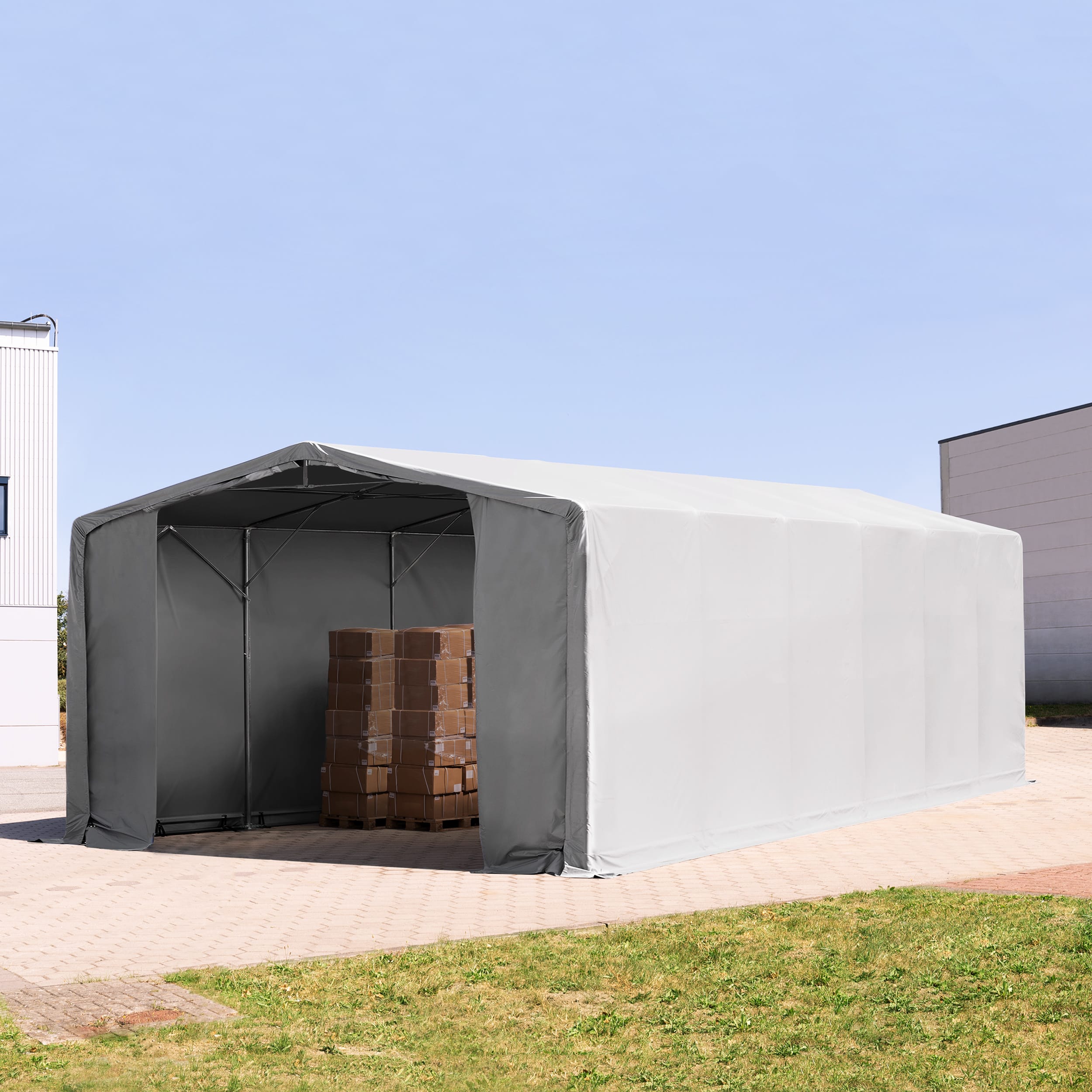 8x12m Industrial Tent grey PVC 2300 Outlander storage shelter