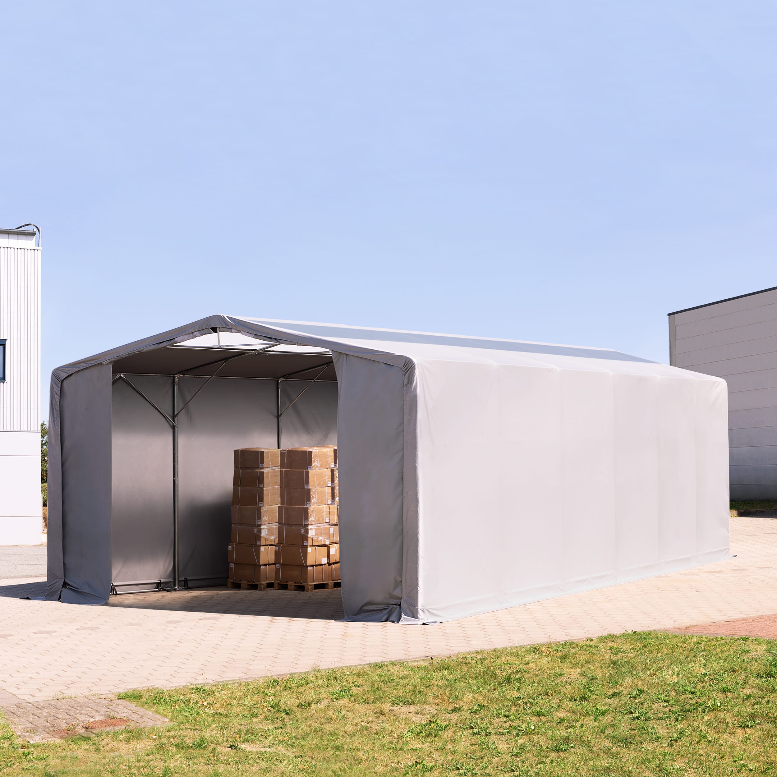 8x12m Industrial Tent grey PVC 2300 Outlander storage shelter
