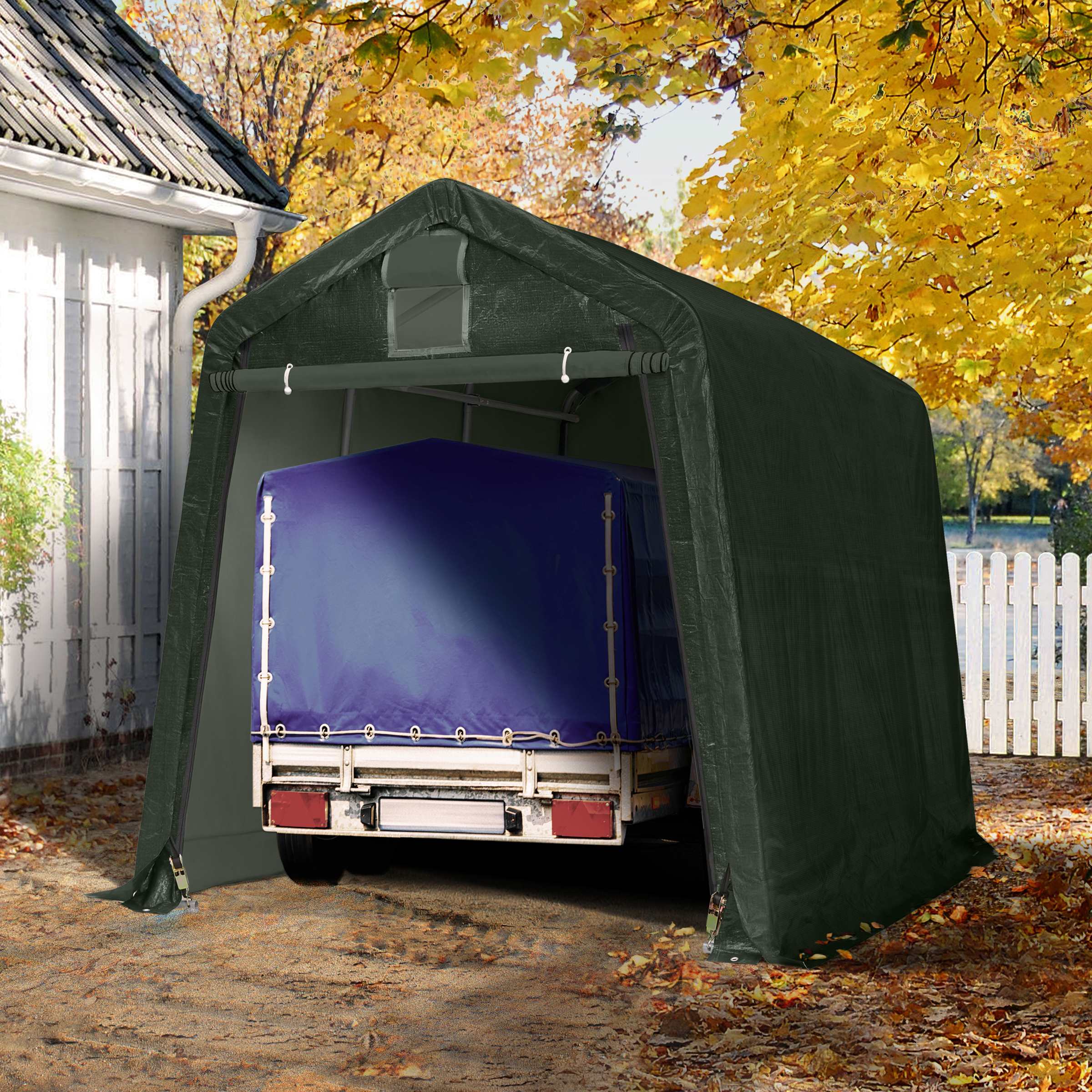 2,4x3,6m Zeltgarage dunkelgrün PE 600 Garagenzelt, Planengarage