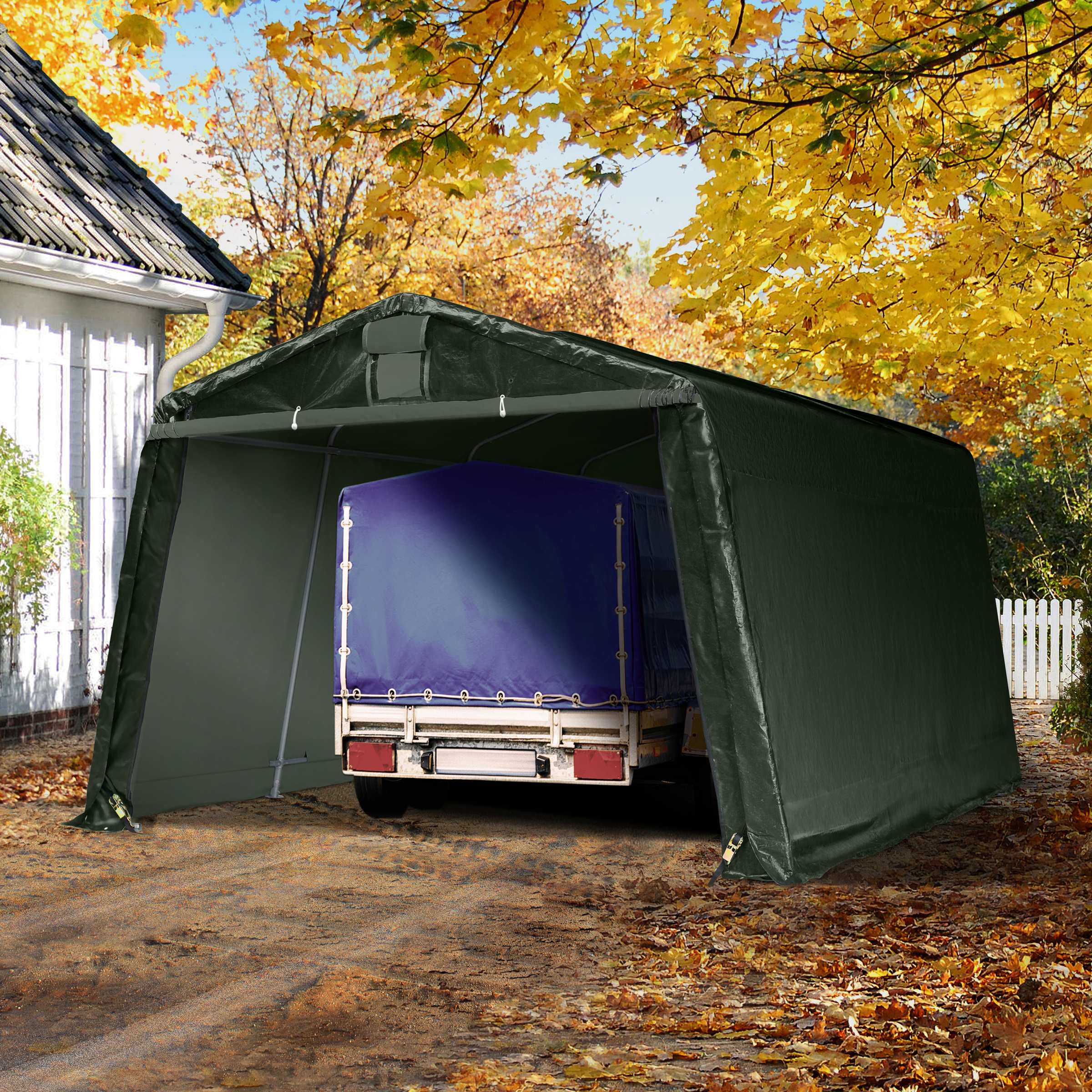 3,3x4,7m Tende Garage verde scuro PE 600 Box Auto