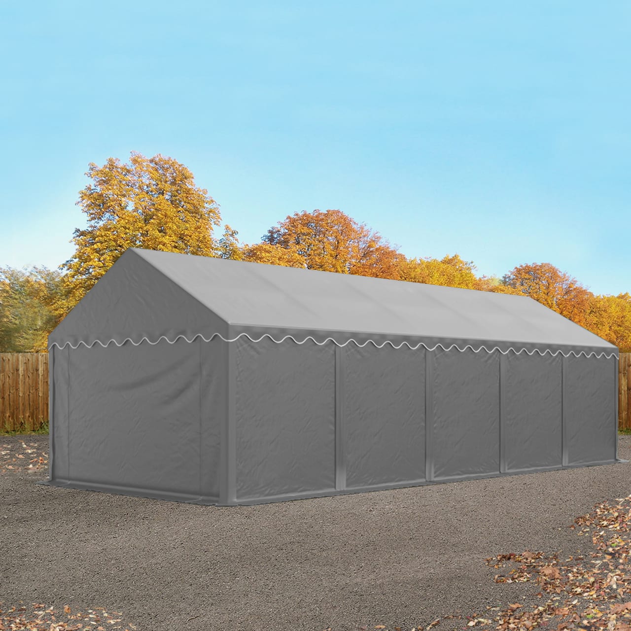 4x10m Opslagtent grijs PVC 750 Agraische Tenten, Hooi Opslag, Stockagetenten, Voorraadtenten, Magazijntenten
