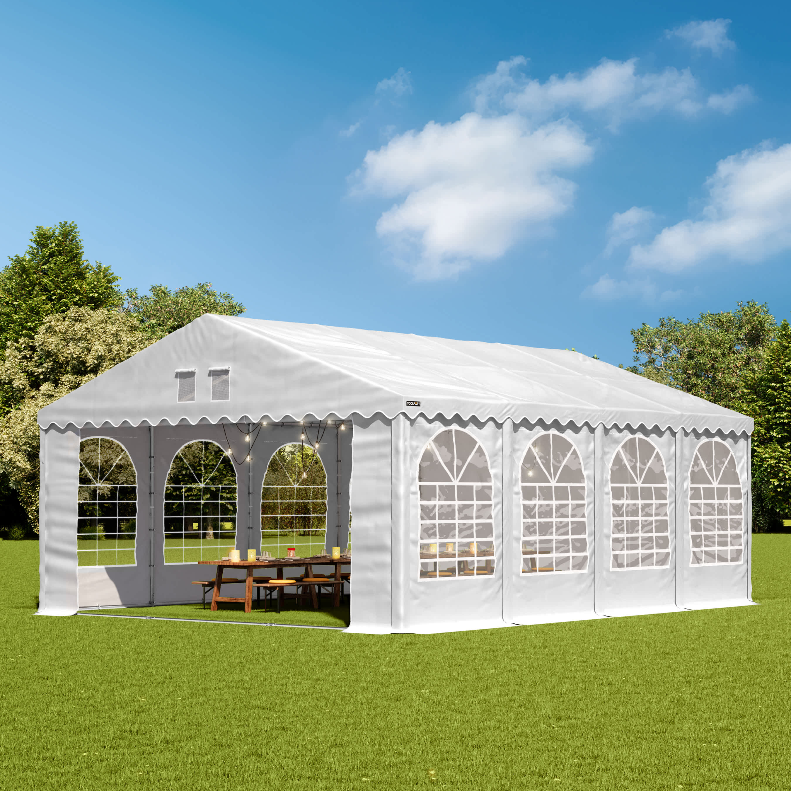 5x8m Marquee white PVC 800 PRO party tent, event shelter